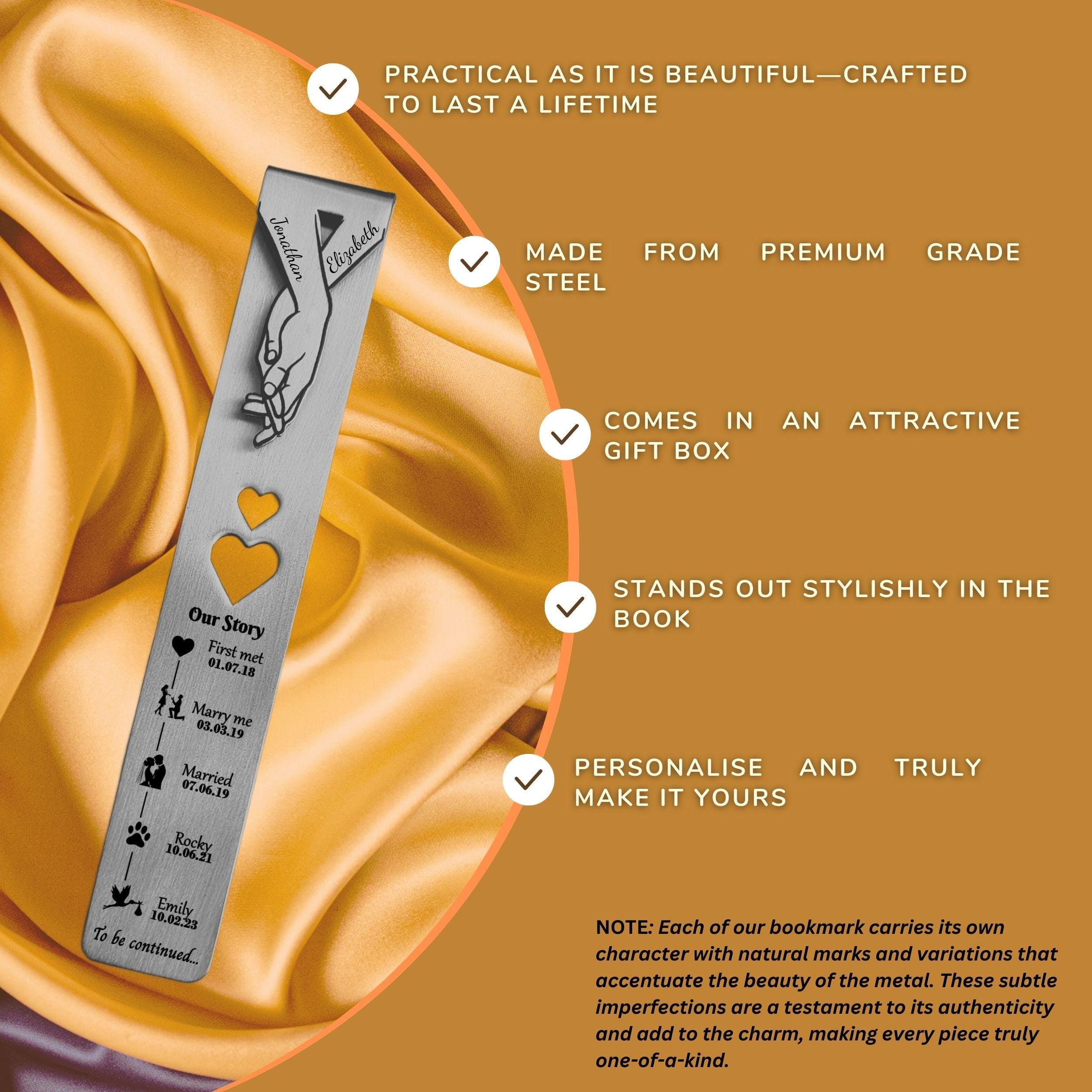 Our Story 11th Wedding Anniversary Steel Anniversary Bookmark Rowdy Robin