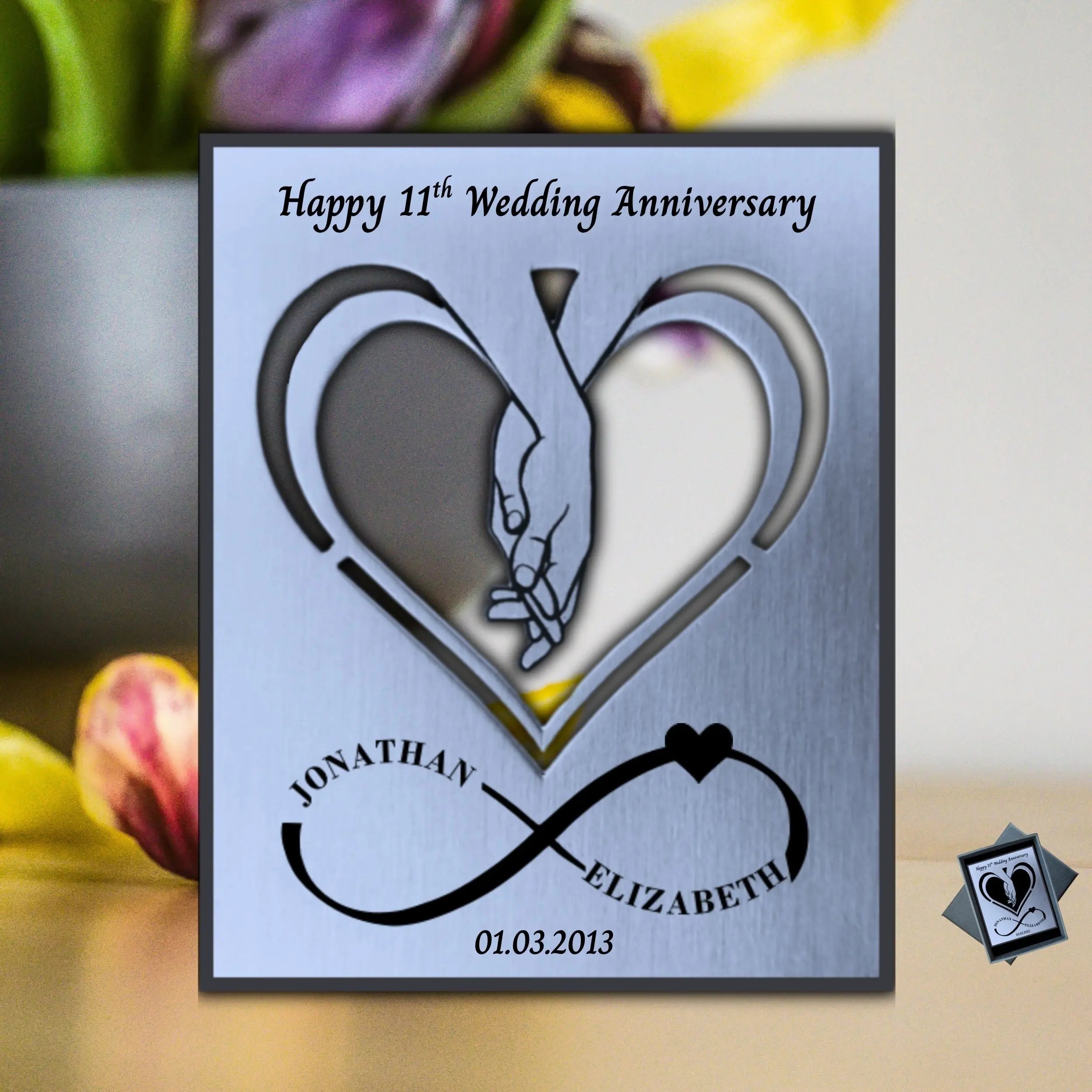 Infinite Love 11th Wedding Anniversary Steel Anniversary Mantelpiece Rowdy Robin