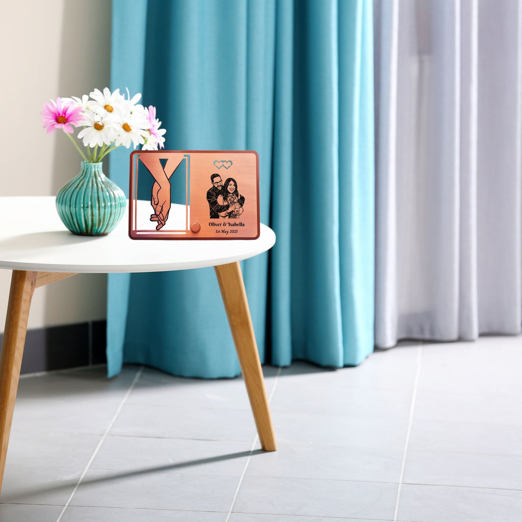 Personalised portrait Copper frame 7th Wedding anniversary gift 22nd Custom Photo on metal