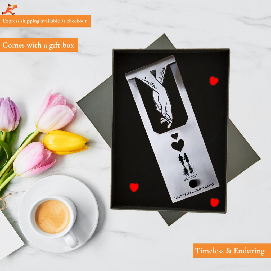 Silhouette  11th Wedding Anniversary Steel Mantelpiece Rowdy Robin