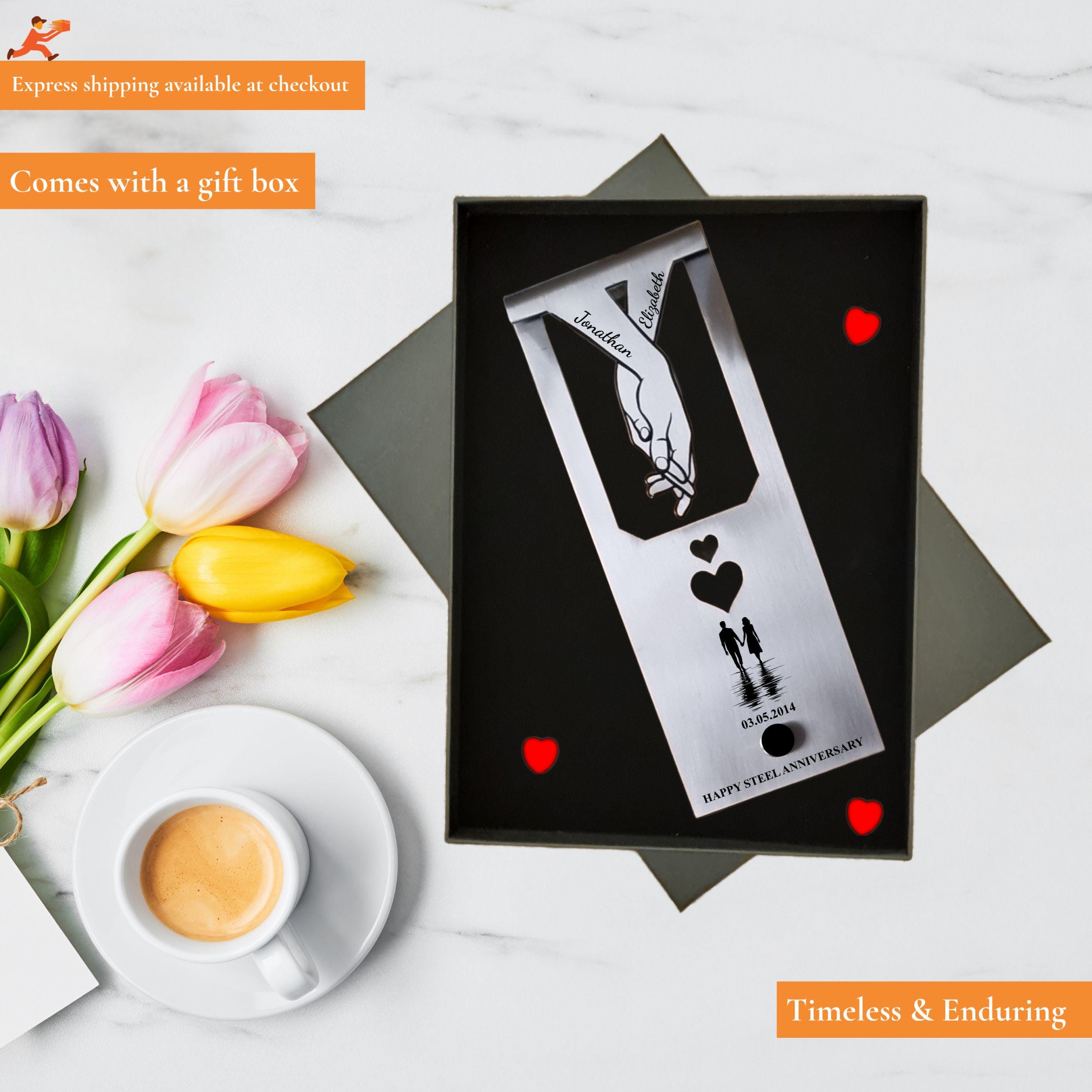 Silhouette  11th Wedding Anniversary Steel Mantelpiece Rowdy Robin