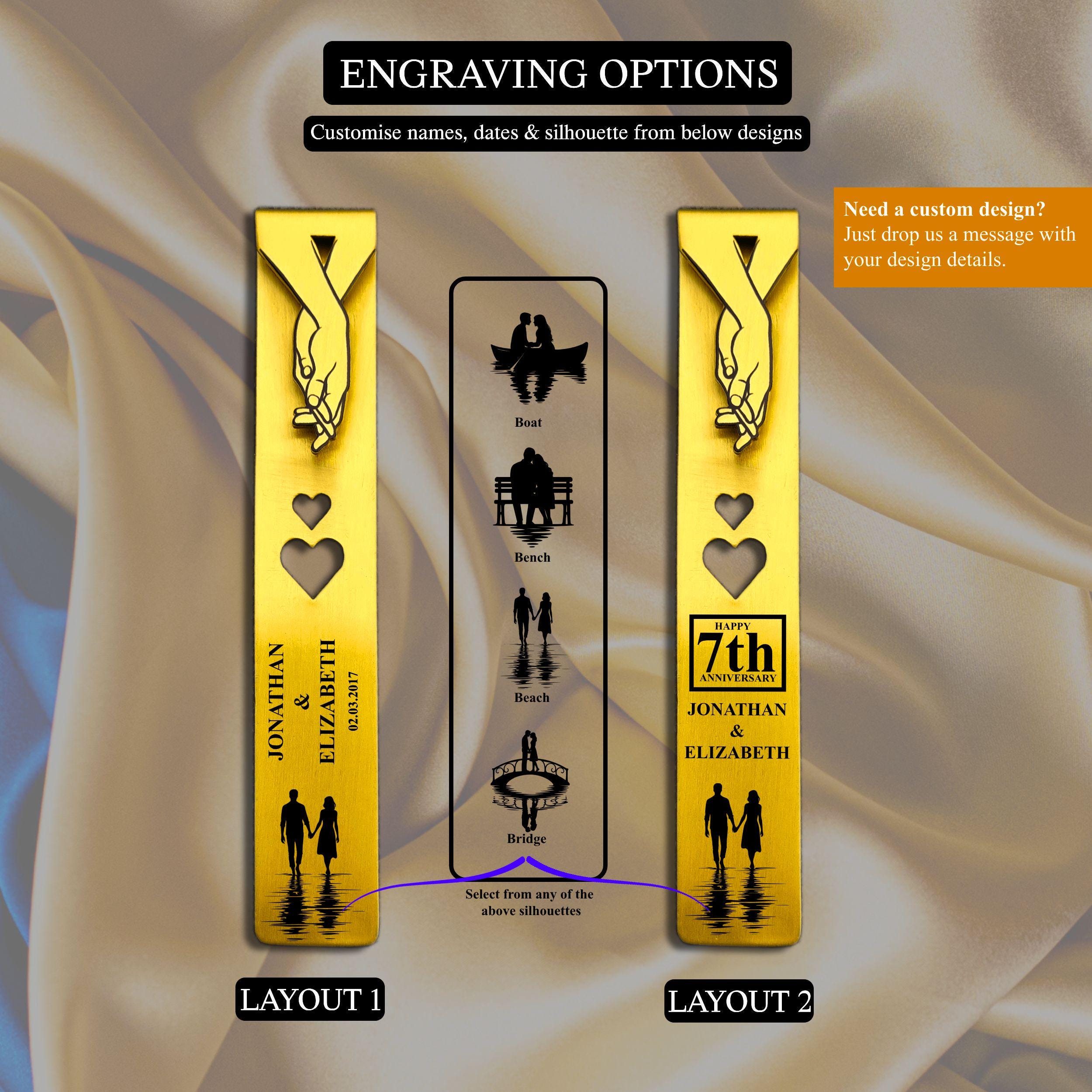 Silhouette 21st Wedding Anniversary Brass Bookmark Rowdy Robin