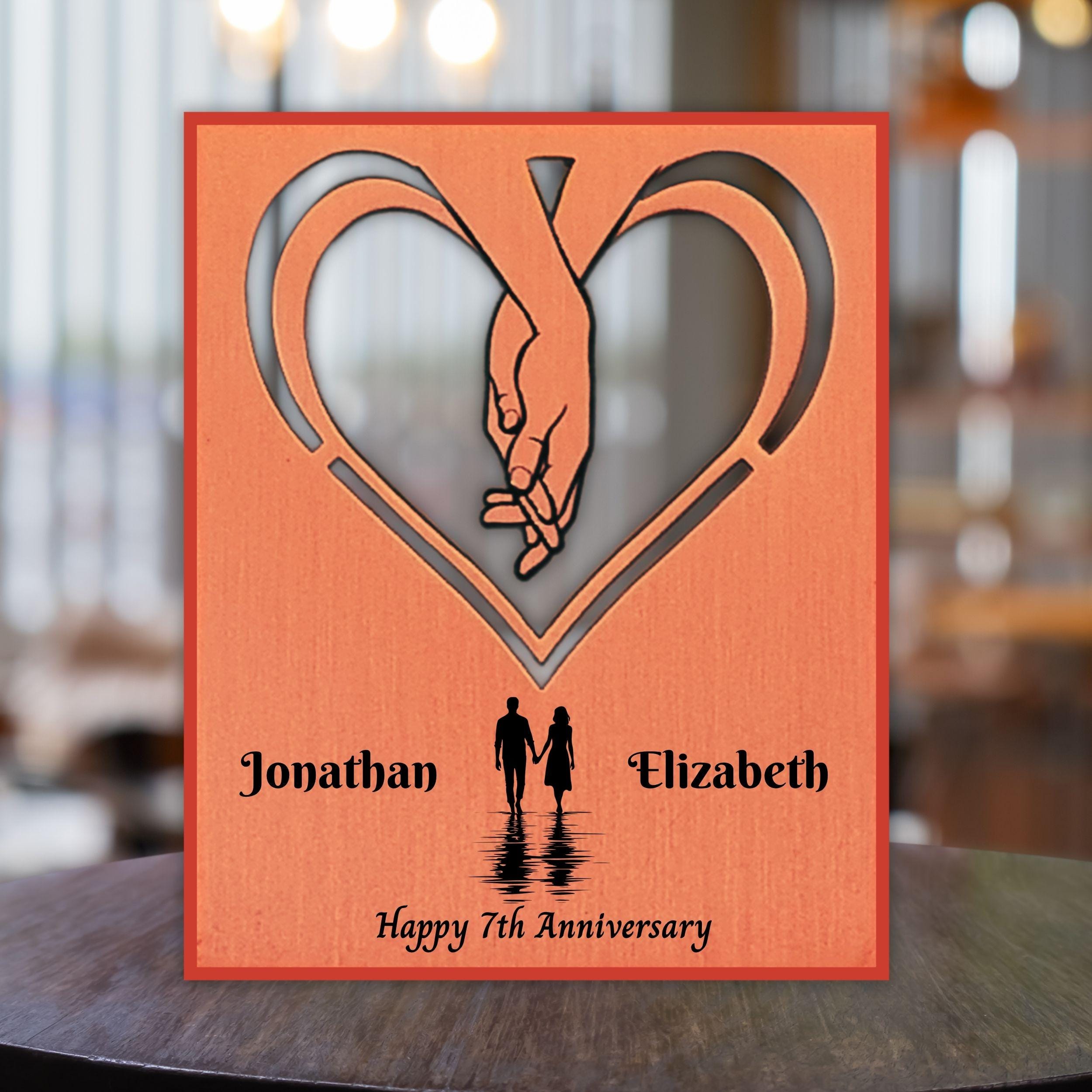 Silhouette 7th Wedding Anniversary 22nd anniversary Copper Mantelpiece Rowdy Robin