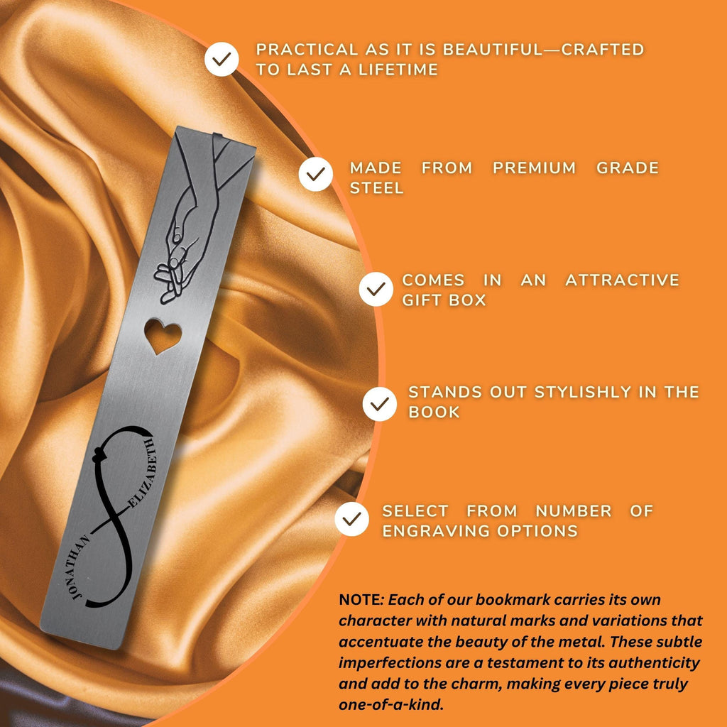 Infinite love 11th Wedding Anniversary Steel Anniversary Bookmark with Heart Rowdy Robin