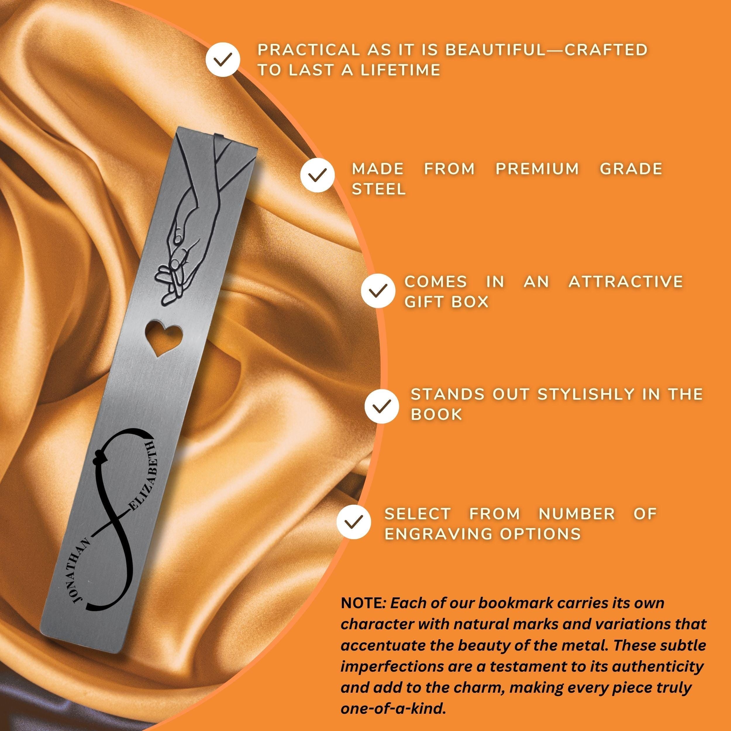 Infinite love 11th Wedding Anniversary Steel Anniversary Bookmark with Heart Rowdy Robin