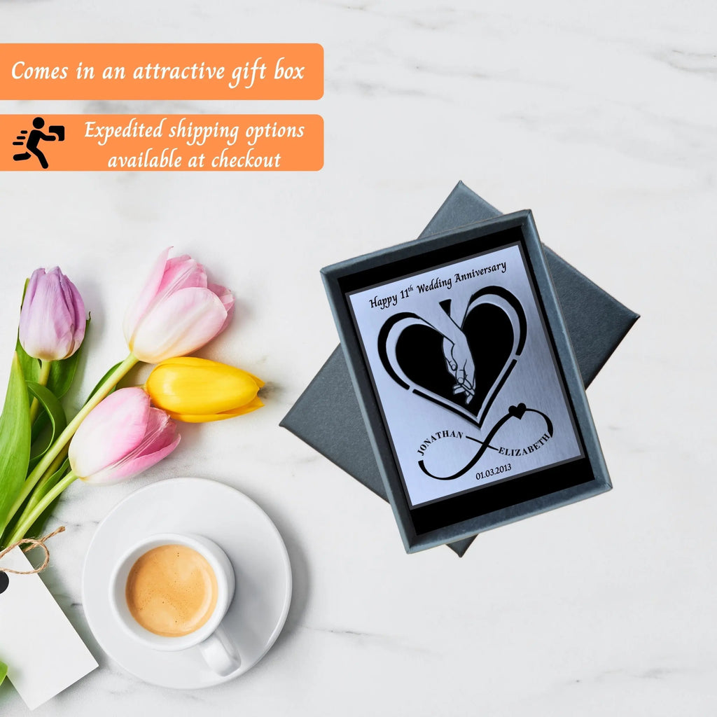 Infinite Love 11th Wedding Anniversary Steel Anniversary Mantelpiece Rowdy Robin