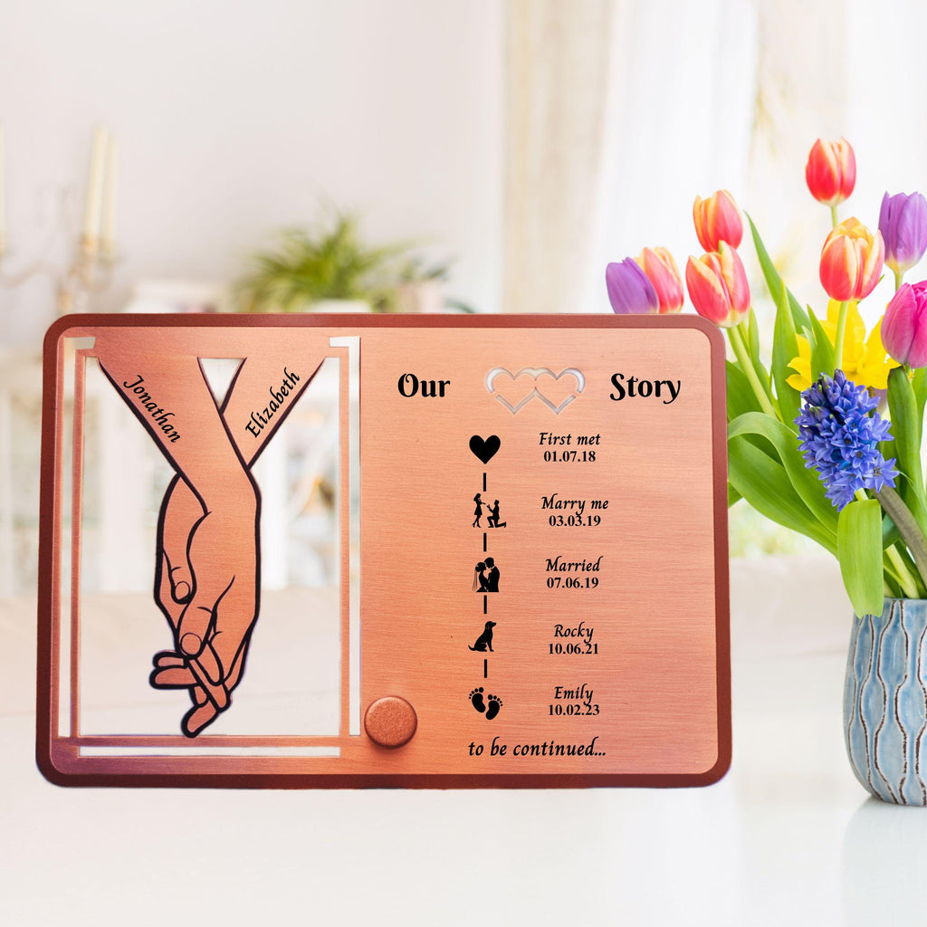 Our Story 7th Wedding Anniversary 22nd anniversary Copper frame Rowdy Robin