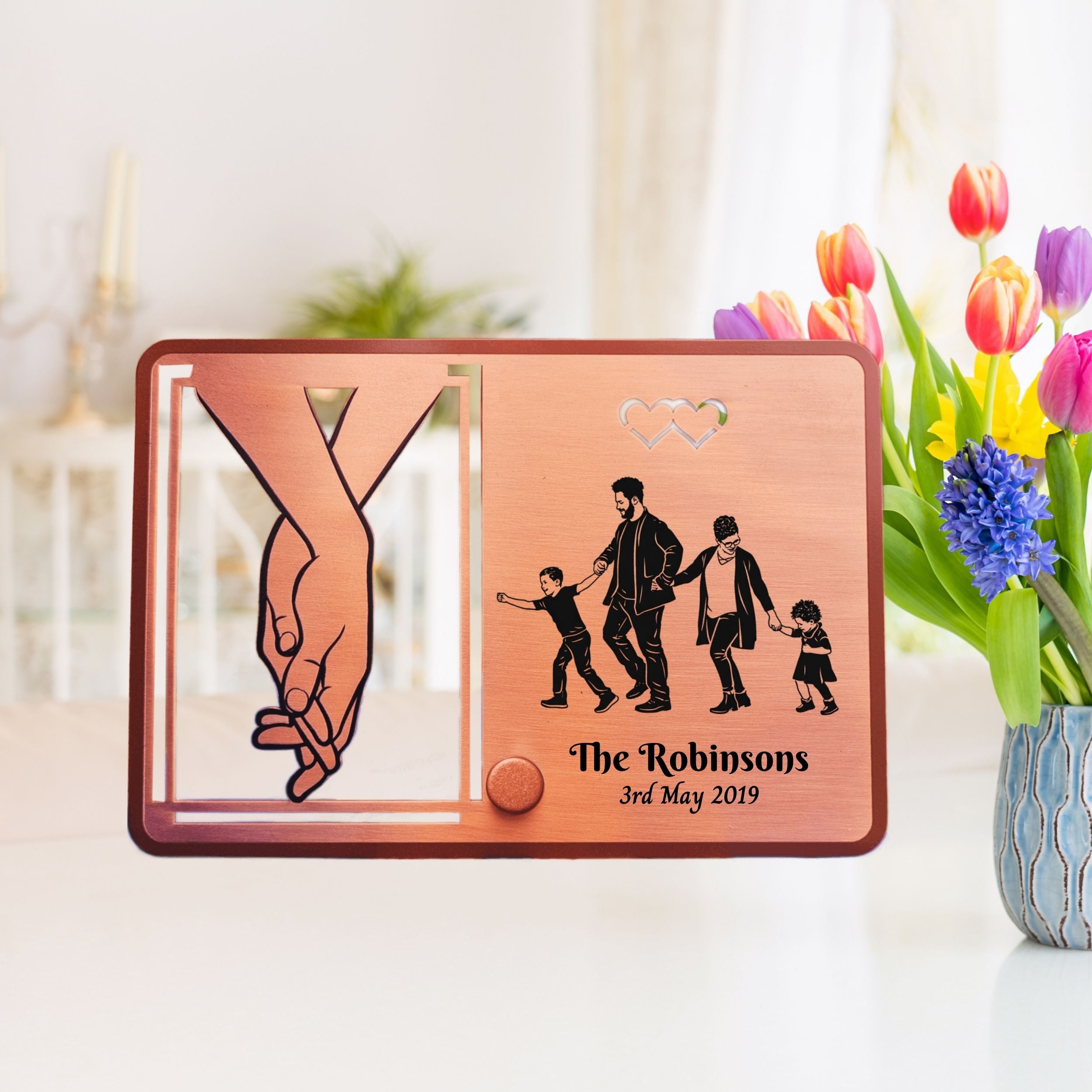 Personalised portrait Copper frame 7th Wedding anniversary gift 22nd Custom Photo on metal