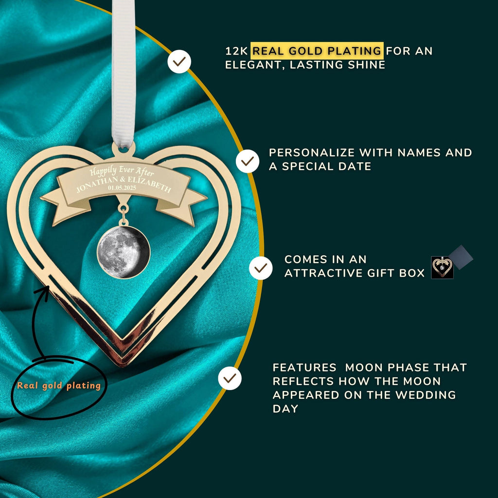 Wedding Moon Personalised Wedding Gift for couple Real Gold Plated Present Rowdy Robin