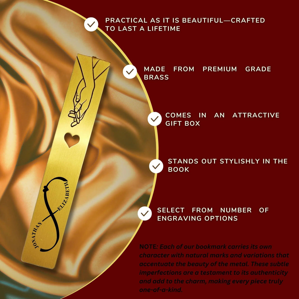 Infinite Love 21st Wedding Anniversary Brass Bookmark with Heart Rowdy Robin