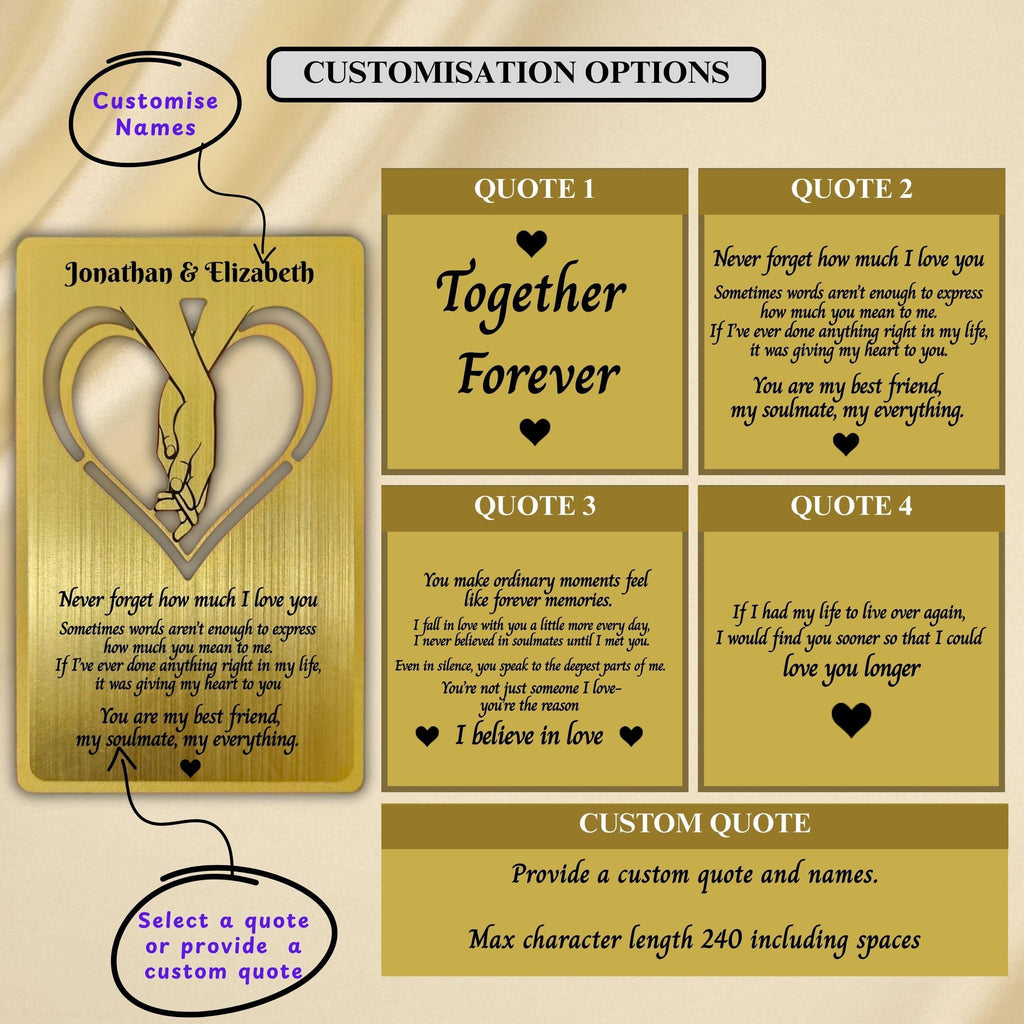 Personalised Metal Wallet Insert Card Wallet Keepsake Rowdy Robin