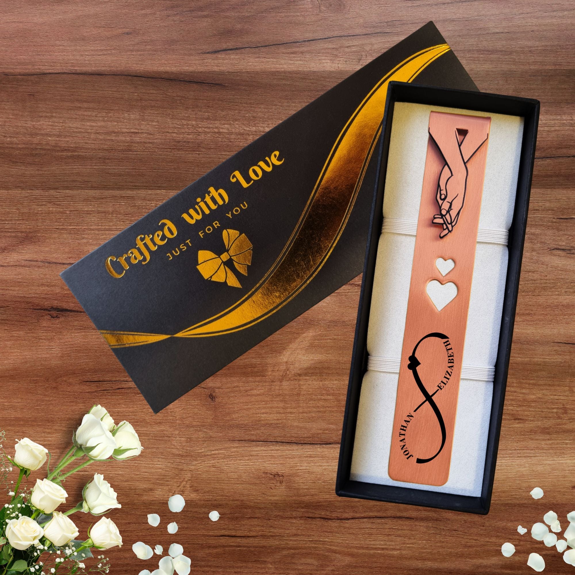 Personalised Bronze Bookmark 8th Wedding Anniversary Gift for Wife