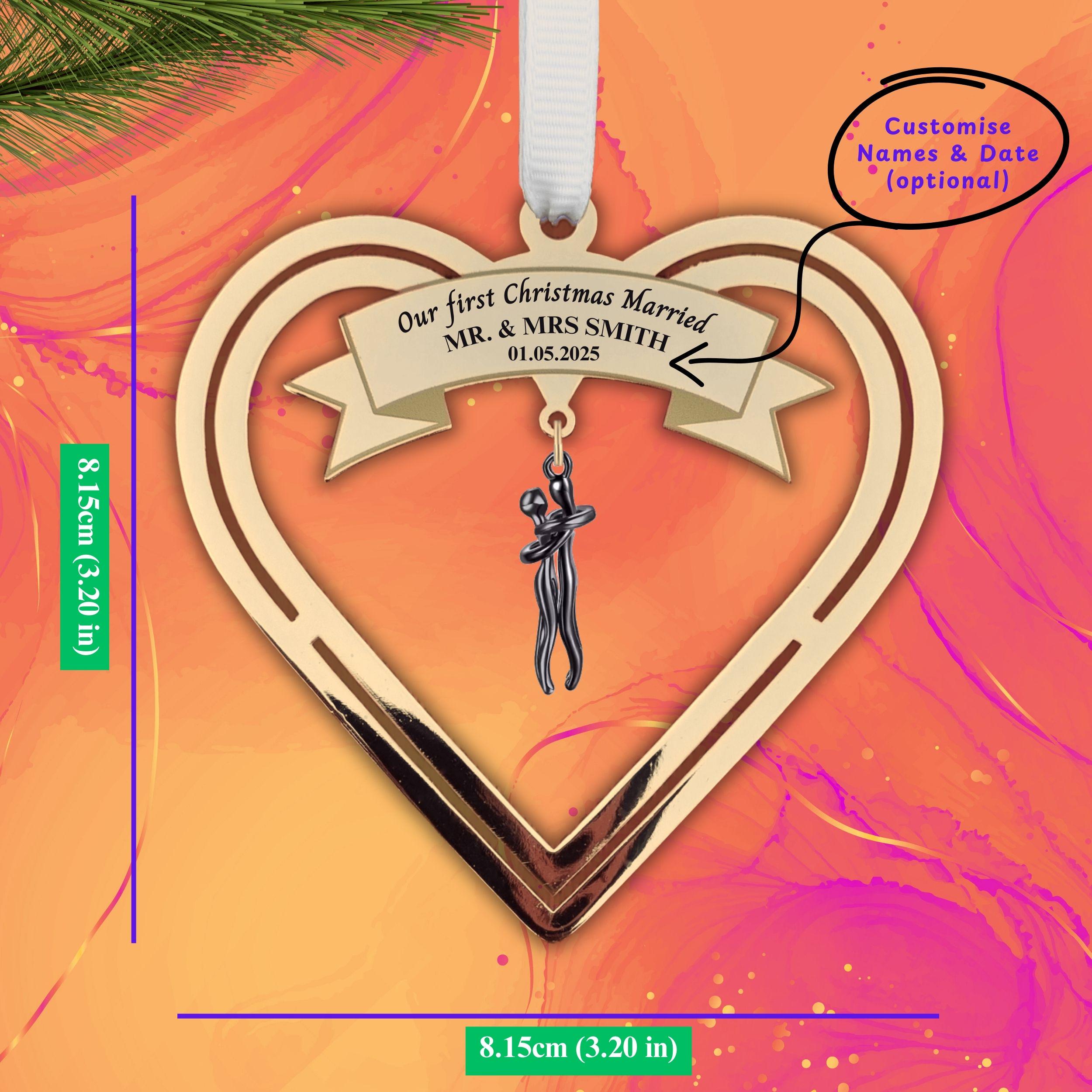 Personalised Christmas Ornament Our First Christmas married ornament Christmas tree Couple Wedding Gift Gold Plated full metal Rowdy Robin