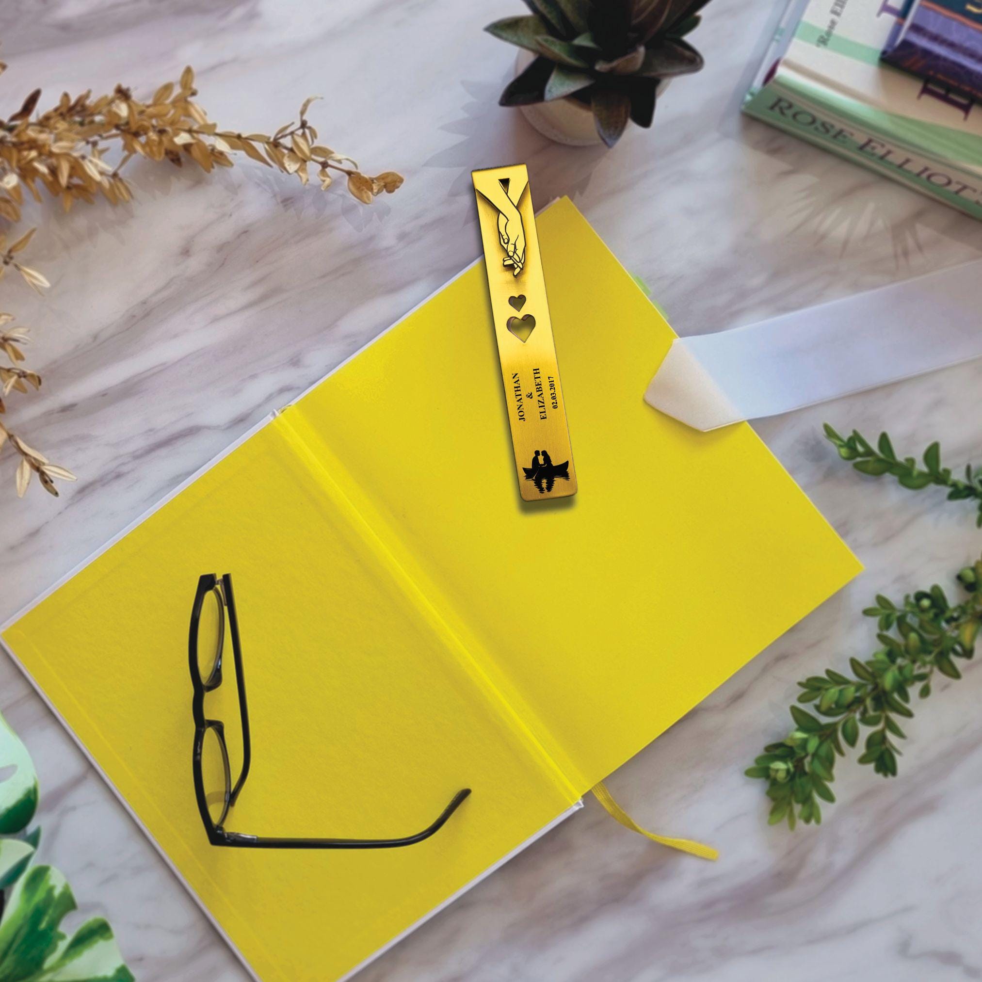 Silhouette 21st Wedding Anniversary Brass Bookmark Rowdy Robin