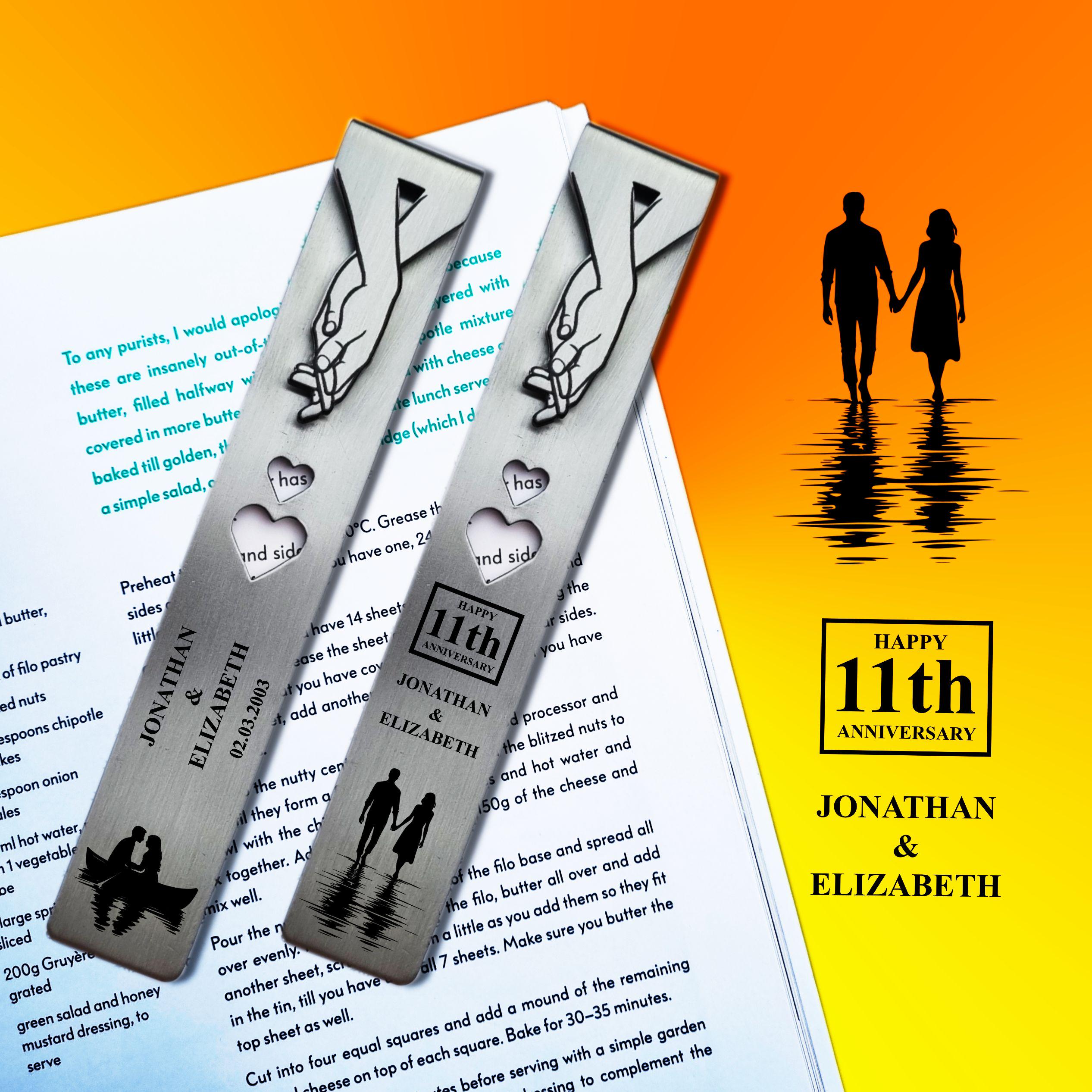 Silhouette 11th Wedding Anniversary Steel Anniversary Bookmark Rowdy Robin