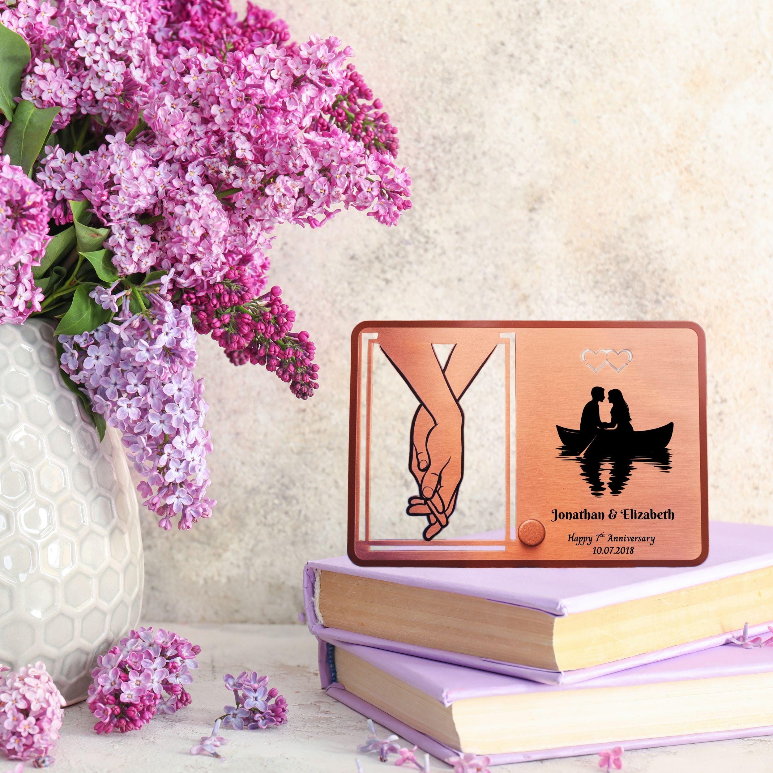 Silhouette 7th Wedding Anniversary 22nd anniversary Copper Mantelpiece frame Rowdy Robin