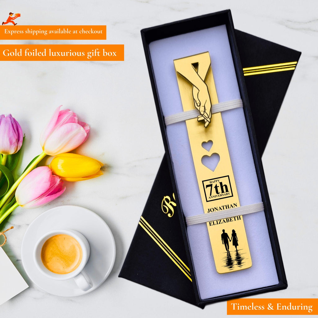 Silhouette 21st Wedding Anniversary Brass Bookmark Rowdy Robin