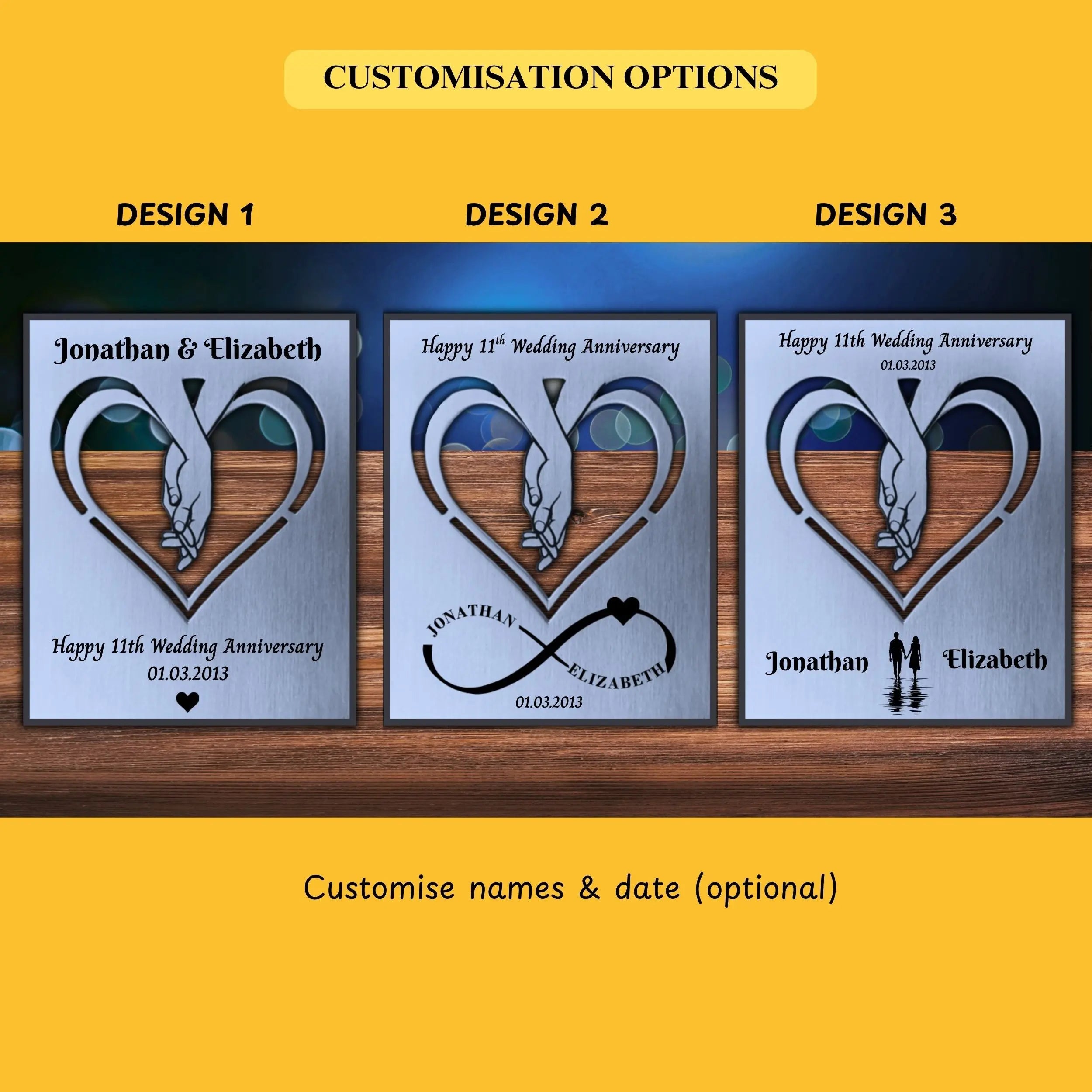 Infinite Love 11th Wedding Anniversary Steel Anniversary Mantelpiece Rowdy Robin