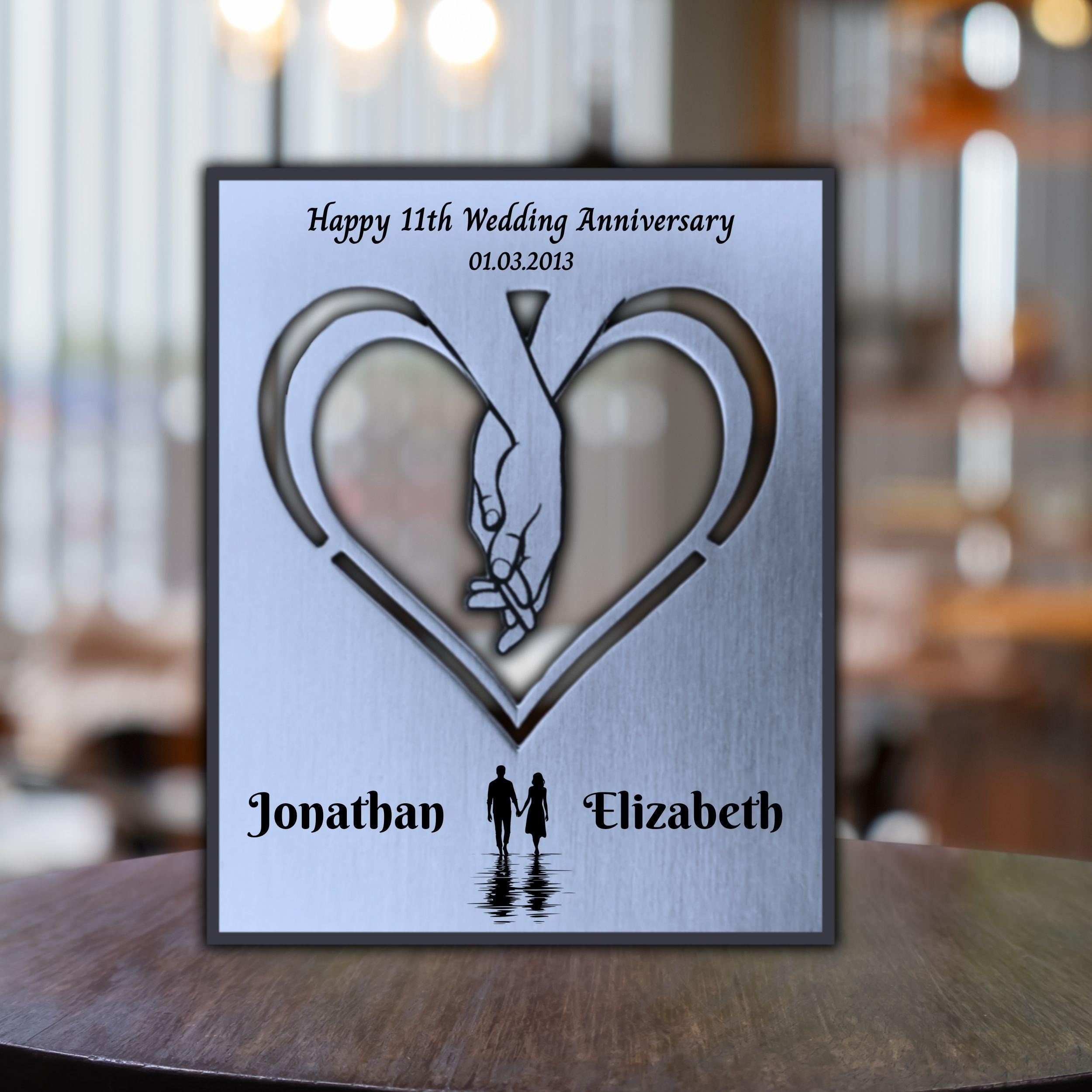 Silhouette 11th Wedding Anniversary Steel Mantelpiece Rowdy Robin