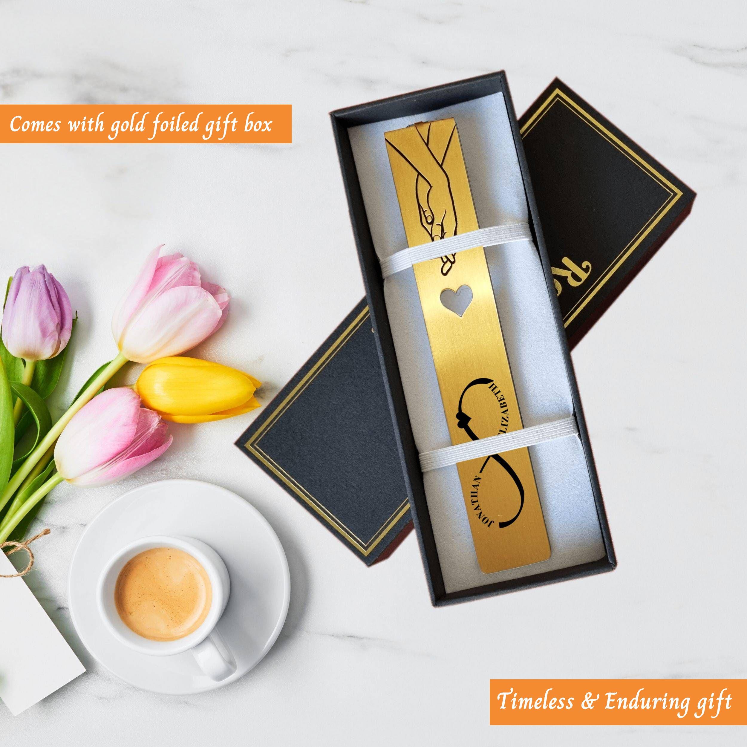 Gold bookmark - Personalised Wedding Anniversary gift for wife Romantic present for girlfriend Rowdy Robin