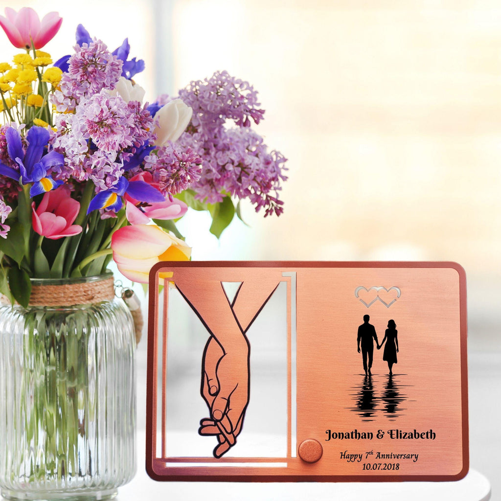 Silhouette 7th Wedding Anniversary 22nd anniversary Copper Mantelpiece frame Rowdy Robin