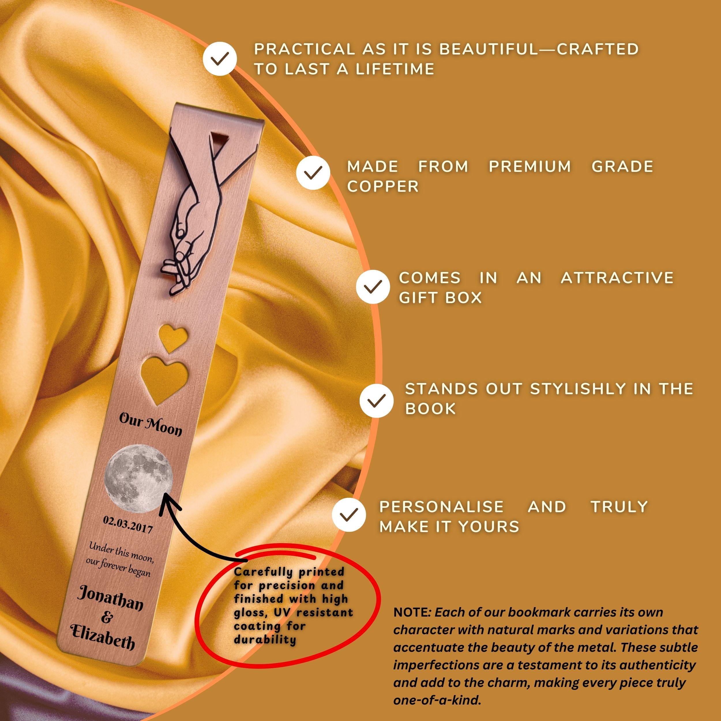 Our Moon 7th Wedding anniversary 22nd anniversary Copper bookmark Rowdy Robin