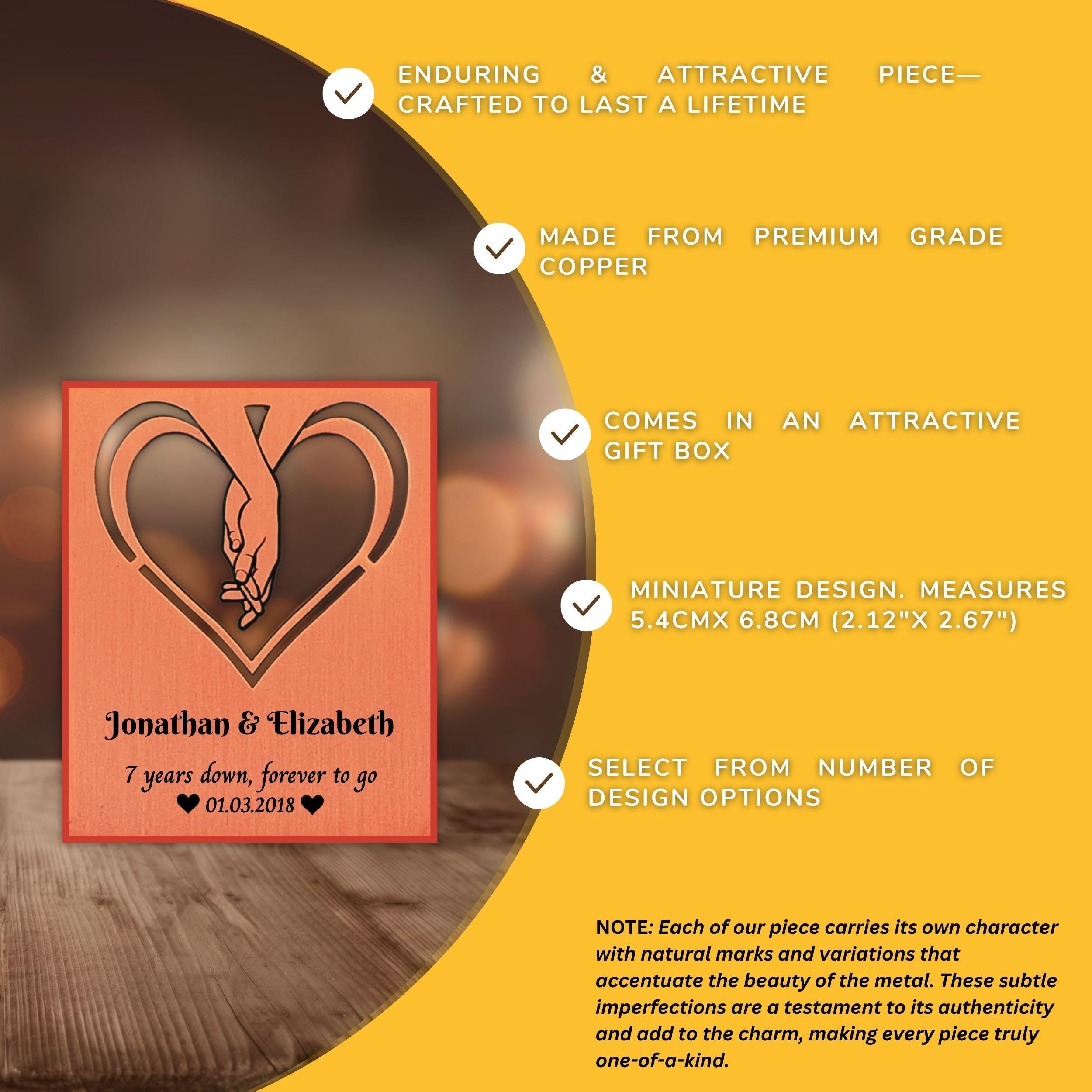 Infinite Love 7th Wedding Anniversary 22nd anniversary Copper Mantelpiece Rowdy Robin