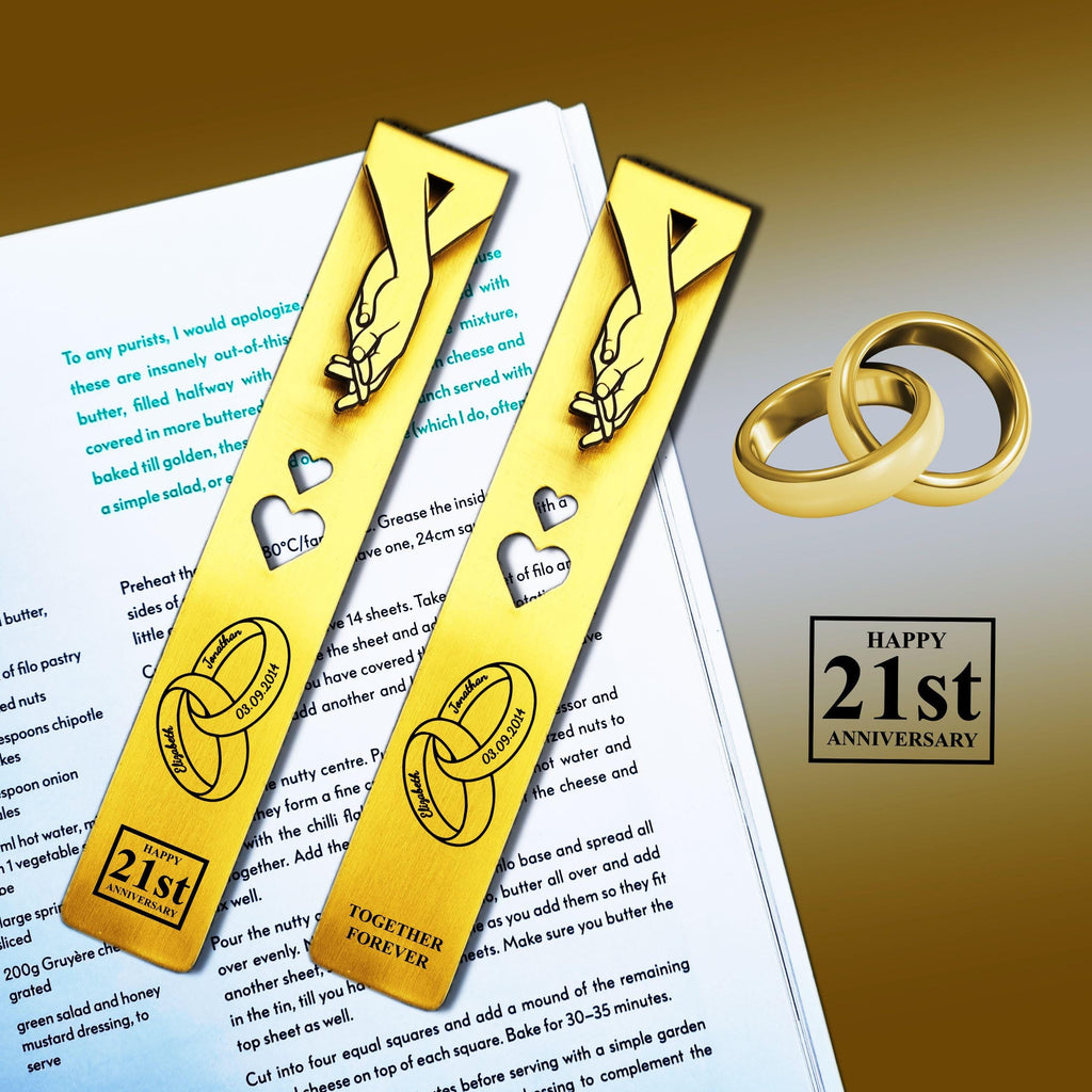 Ringbound 21st Wedding Anniversary Brass Bookmark Rowdy Robin