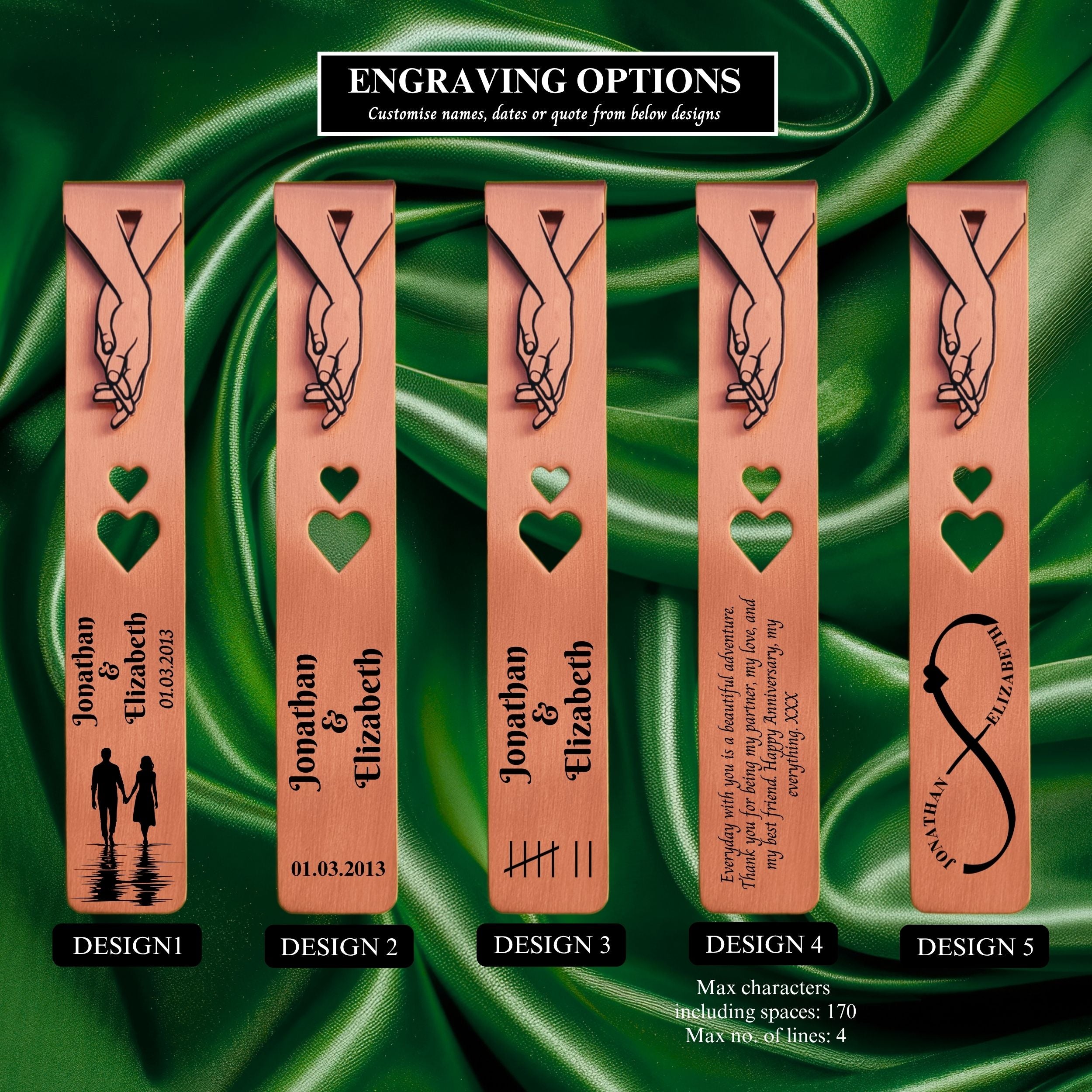 Copper bookmark Design options