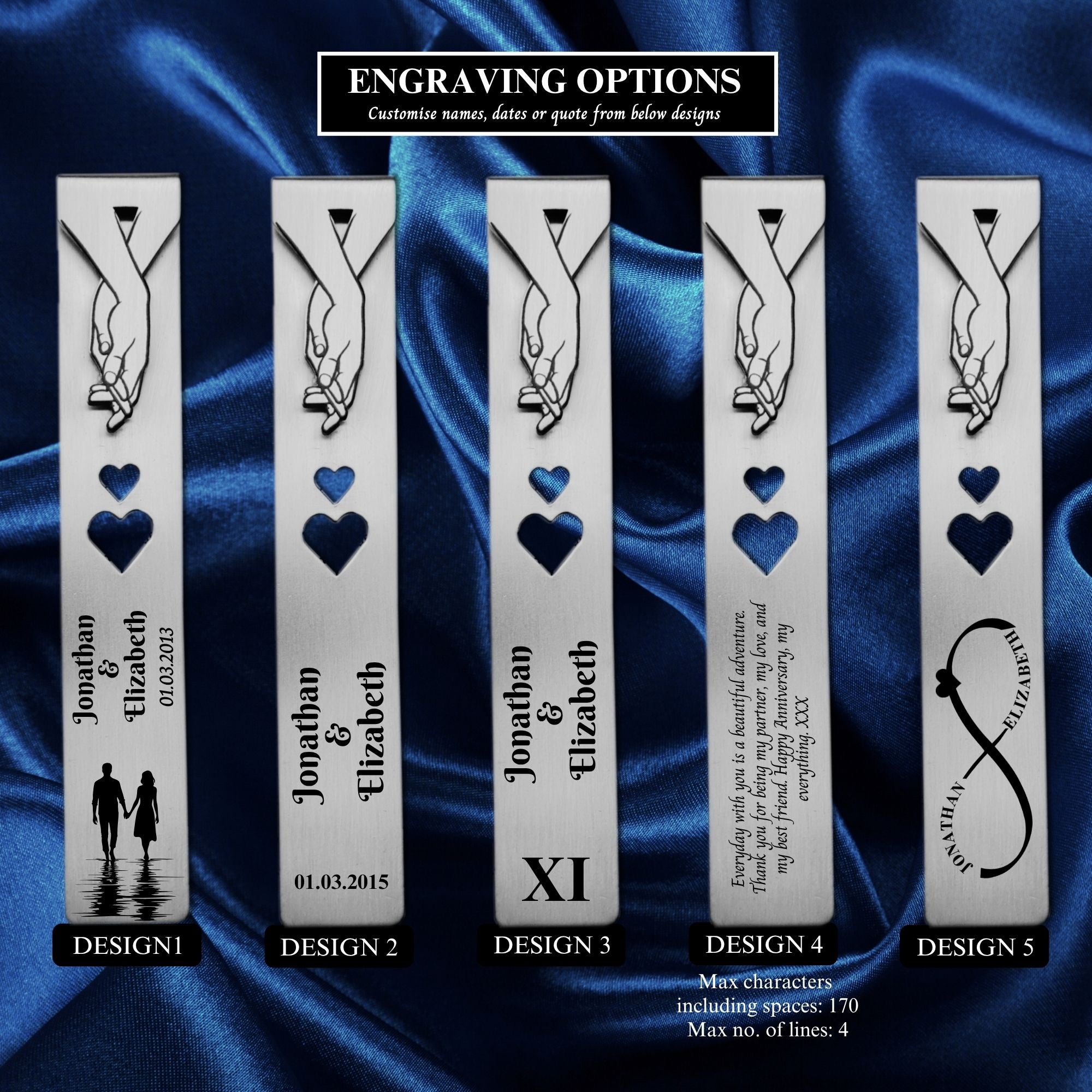 Personalised Steel Bookmark 11th Wedding Anniversary Gift for Wife