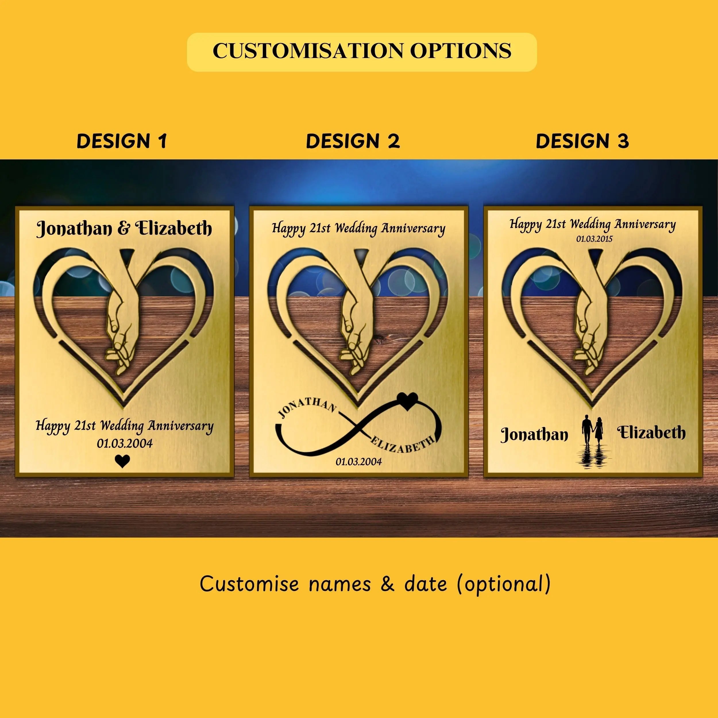 Infinite Love 21st wedding anniversary Brass mantelpiece Rowdy Robin