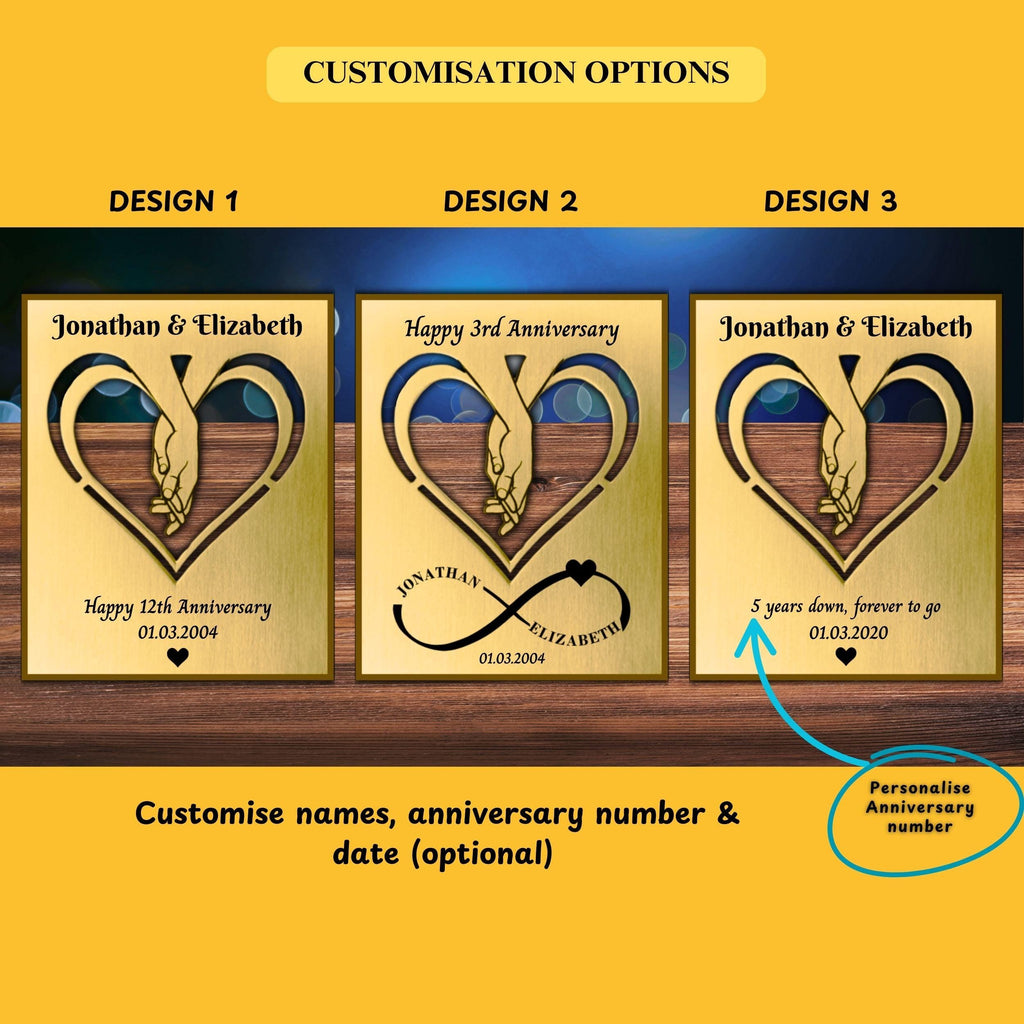 Personalised Wedding Anniversary gift mantelpiece Anniversary Present for couple Rowdy Robin