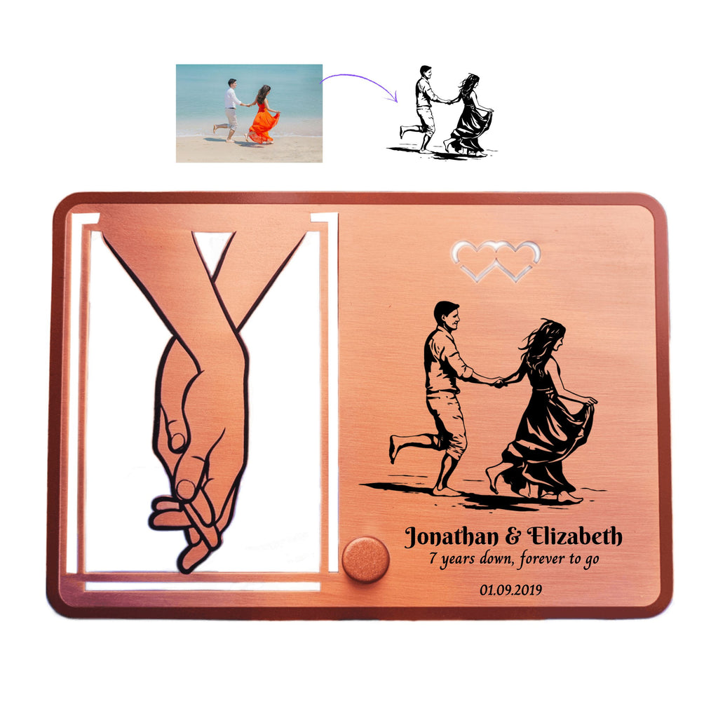 Personalised portrait Copper frame 7th Wedding anniversary gift 22nd Custom Photo on metal