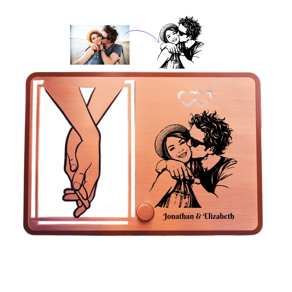 Personalised portrait engraving on metal - Gift for couple, Anniversary present