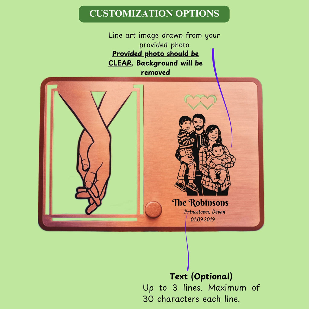 Personalised portrait engraving on metal - Gift for couple, Anniversary present