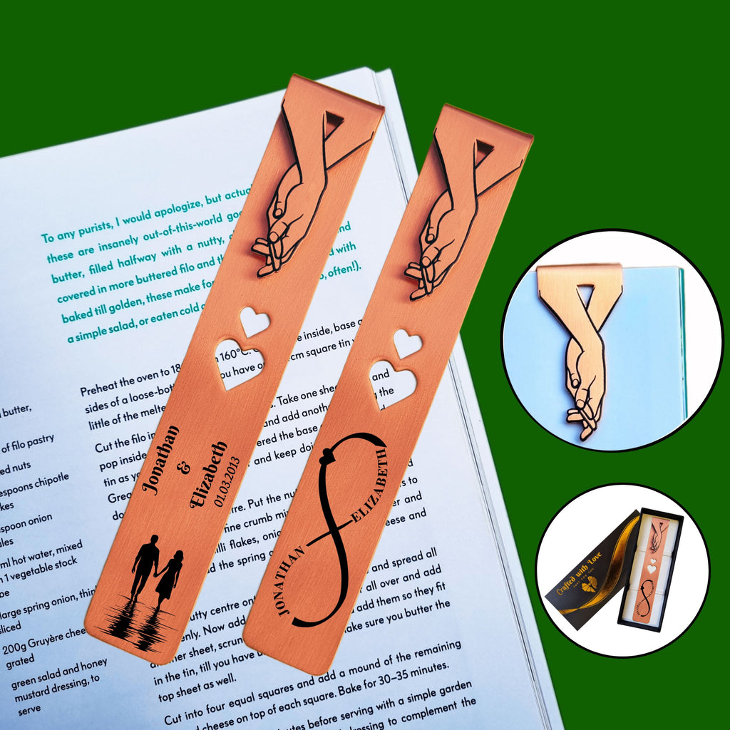 Personalised copper bookmark for 7th wedding anniversary gift