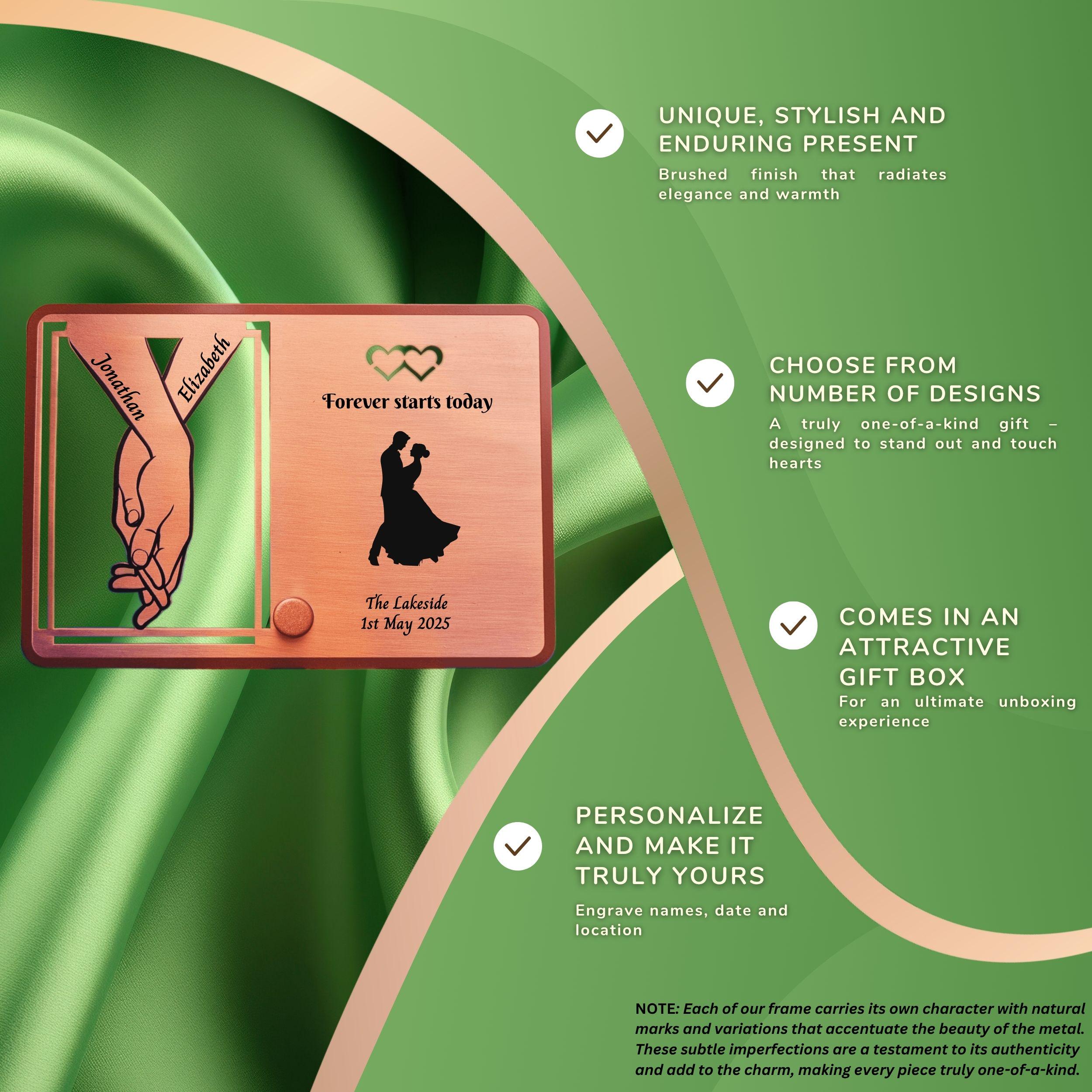 Infinite love Personalised Wedding Gift for couple Copper Frame Rowdy Robin