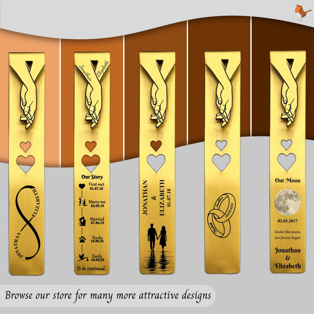 Our Story 21st Wedding Anniversary Brass Bookmark Rowdy Robin