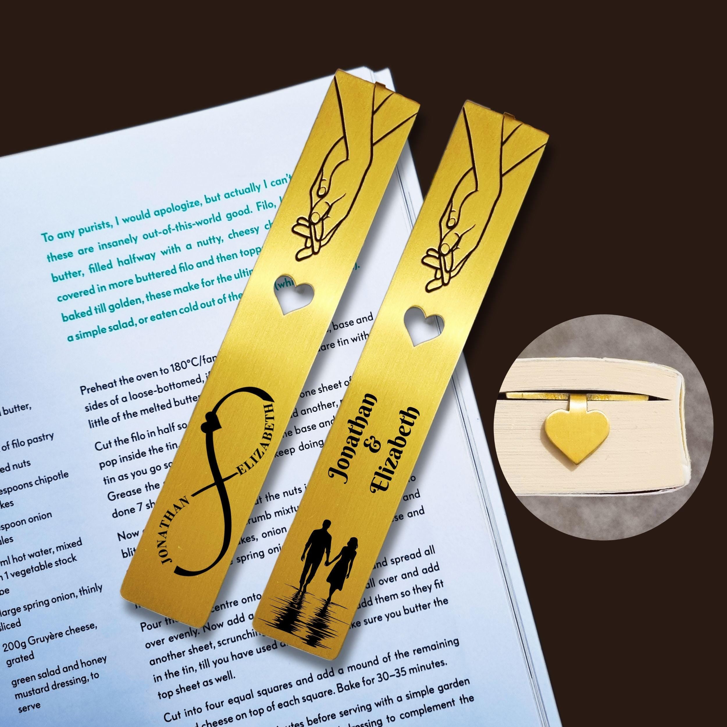 Gold bookmark - Personalised Wedding Anniversary gift for wife Romantic present for girlfriend Rowdy Robin