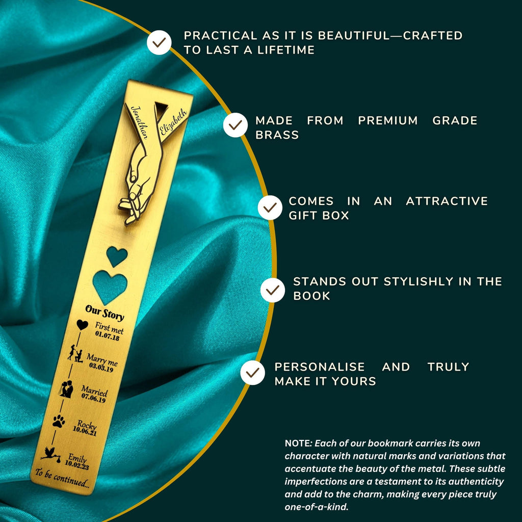 Our Story 21st Wedding Anniversary Brass Bookmark Rowdy Robin