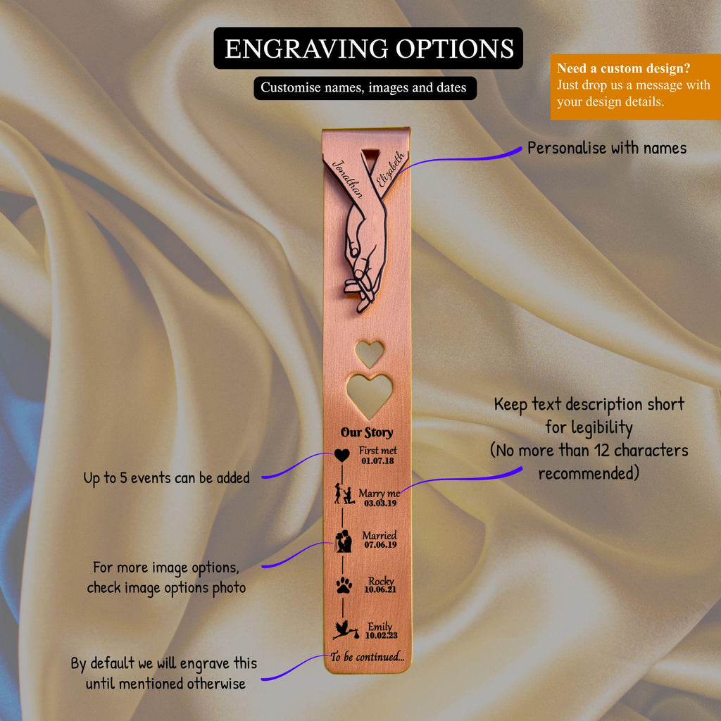 Our Story 7th Wedding anniversary 22nd anniversary Copper bookmark Rowdy Robin