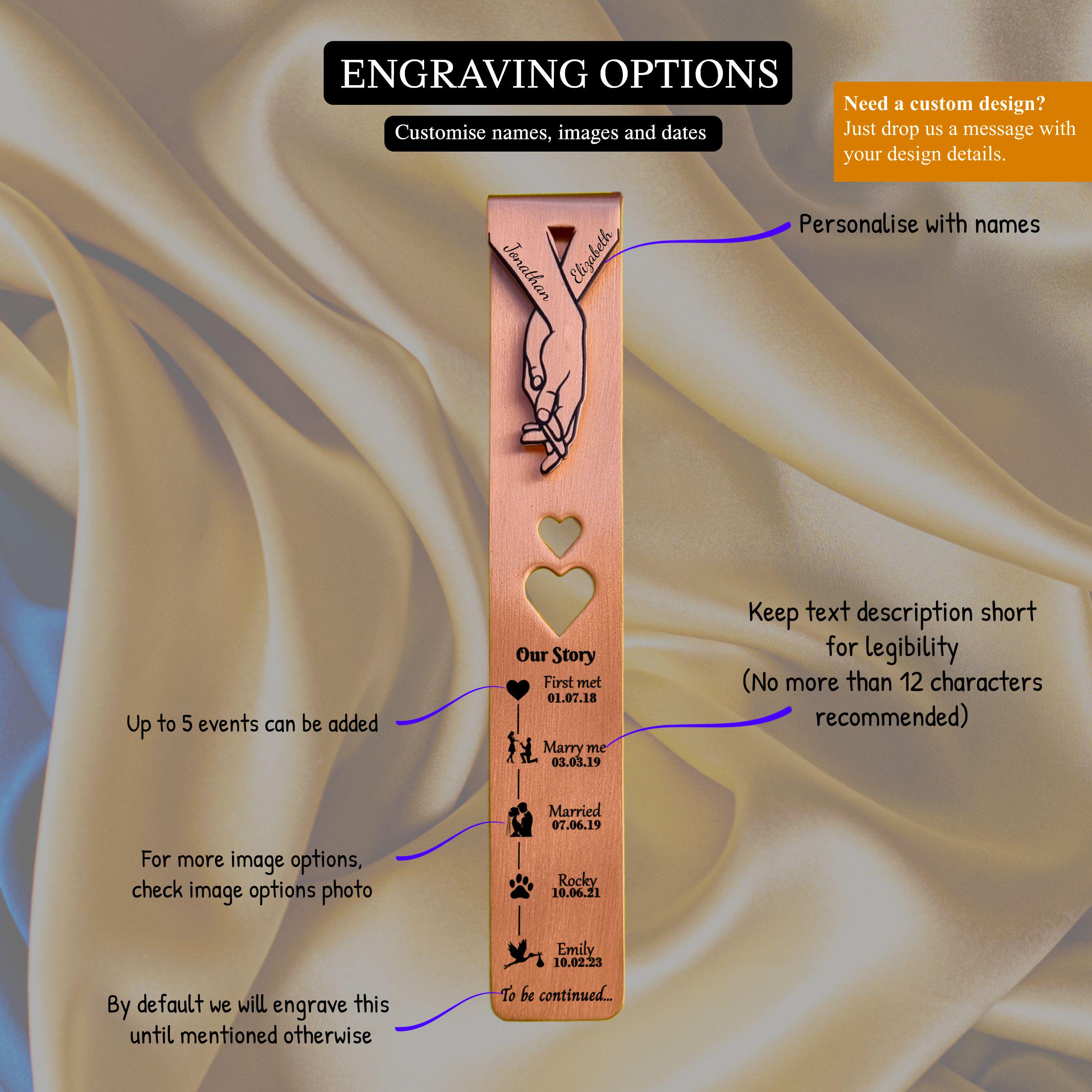 Our Story 7th Wedding anniversary 22nd anniversary Copper bookmark Rowdy Robin