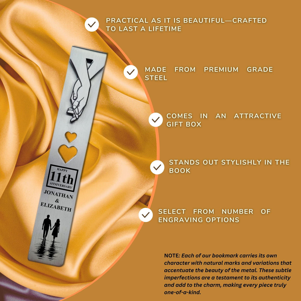 Silhouette 11th Wedding Anniversary Steel Anniversary Bookmark Rowdy Robin