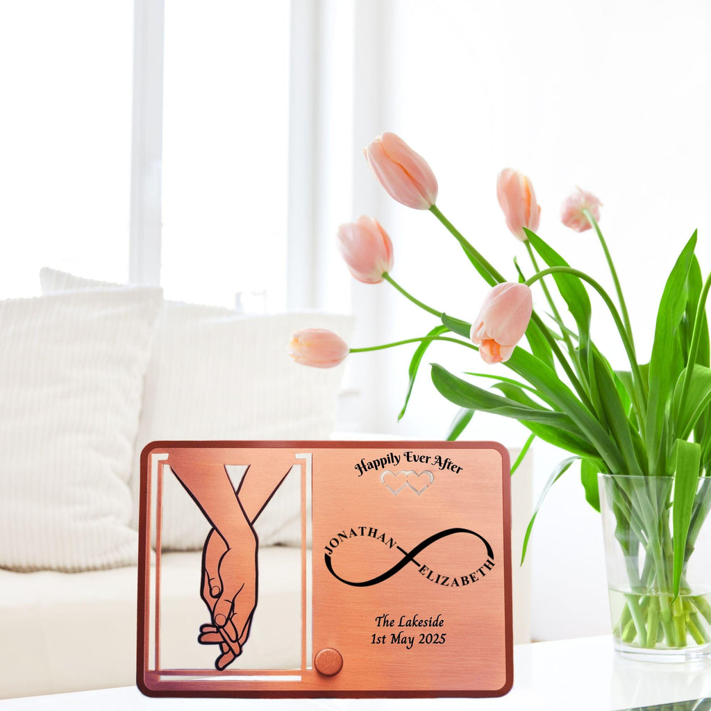 Infinite love Personalised Wedding Gift for couple Copper Frame Rowdy Robin