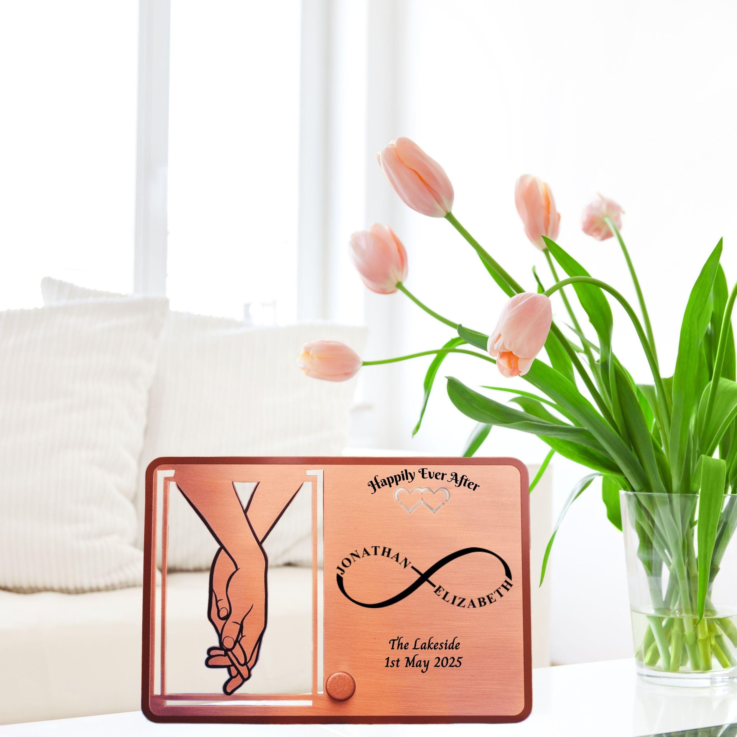 Infinite love Personalised Wedding Gift for couple Copper Frame Rowdy Robin