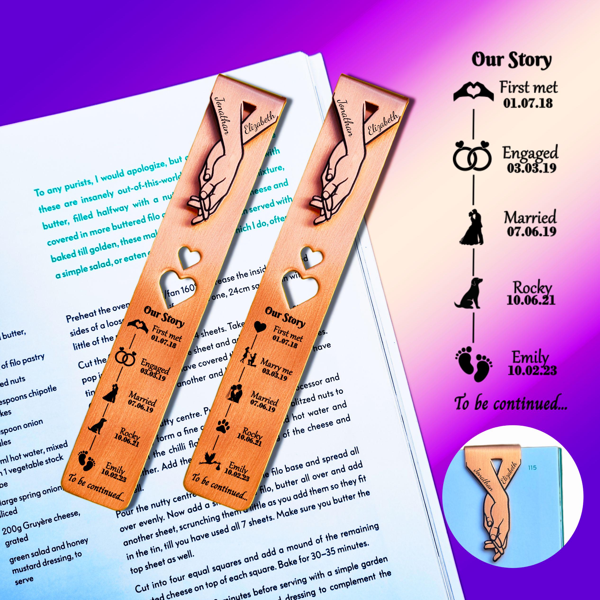 Our Story 7th Wedding anniversary 22nd anniversary Copper bookmark Rowdy Robin