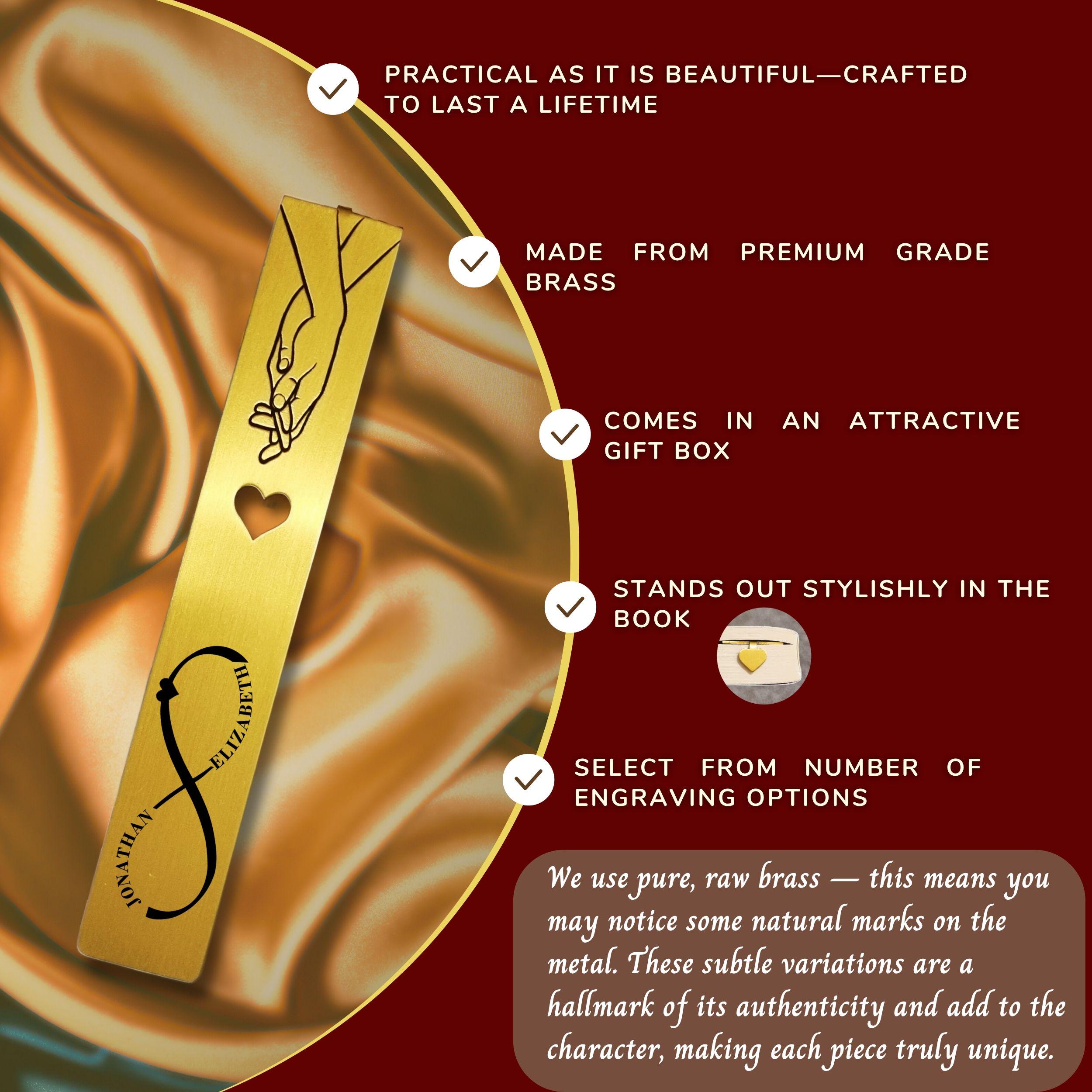 Gold bookmark - Personalised Wedding Anniversary gift for wife Romantic present for girlfriend Rowdy Robin