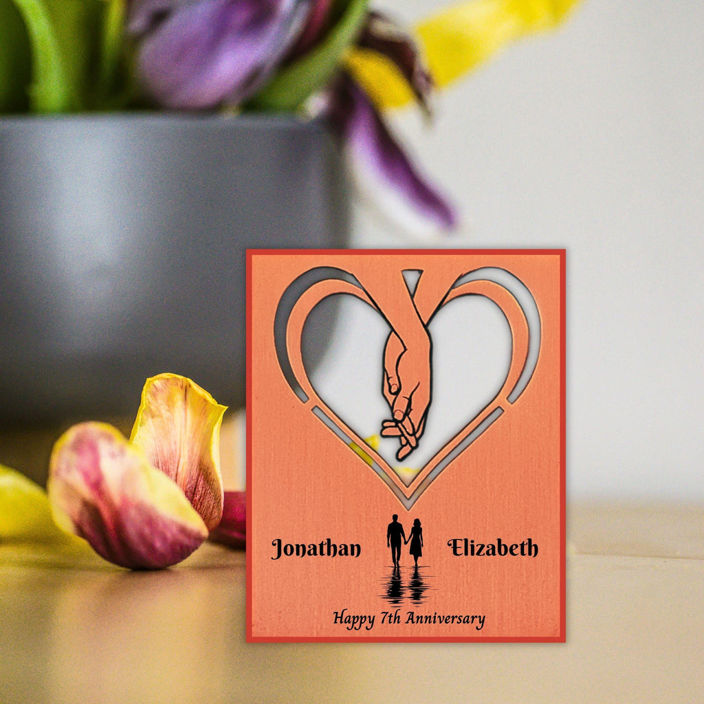 Silhouette 7th Wedding Anniversary 22nd anniversary Copper Mantelpiece Rowdy Robin