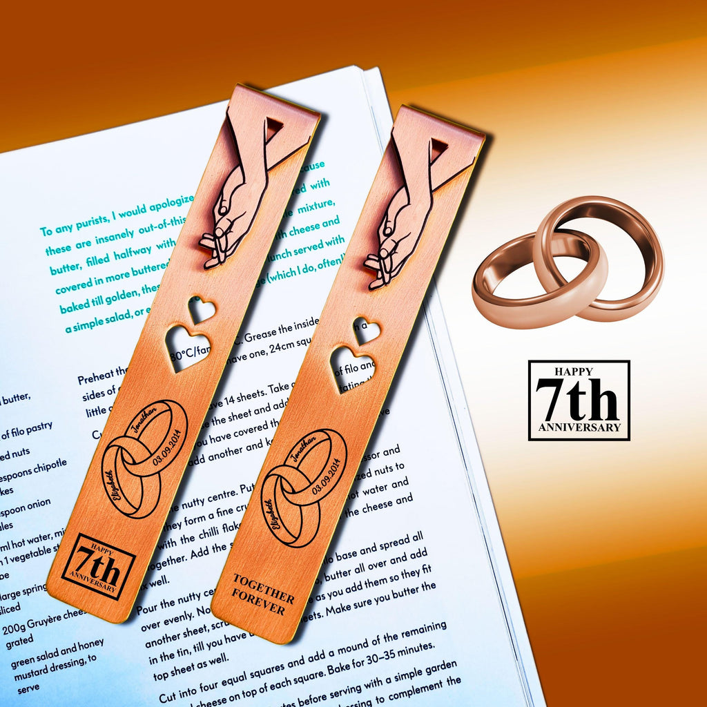 Ringbound 7th Wedding anniversary Copper bookmark 22nd anniversary Rowdy Robin