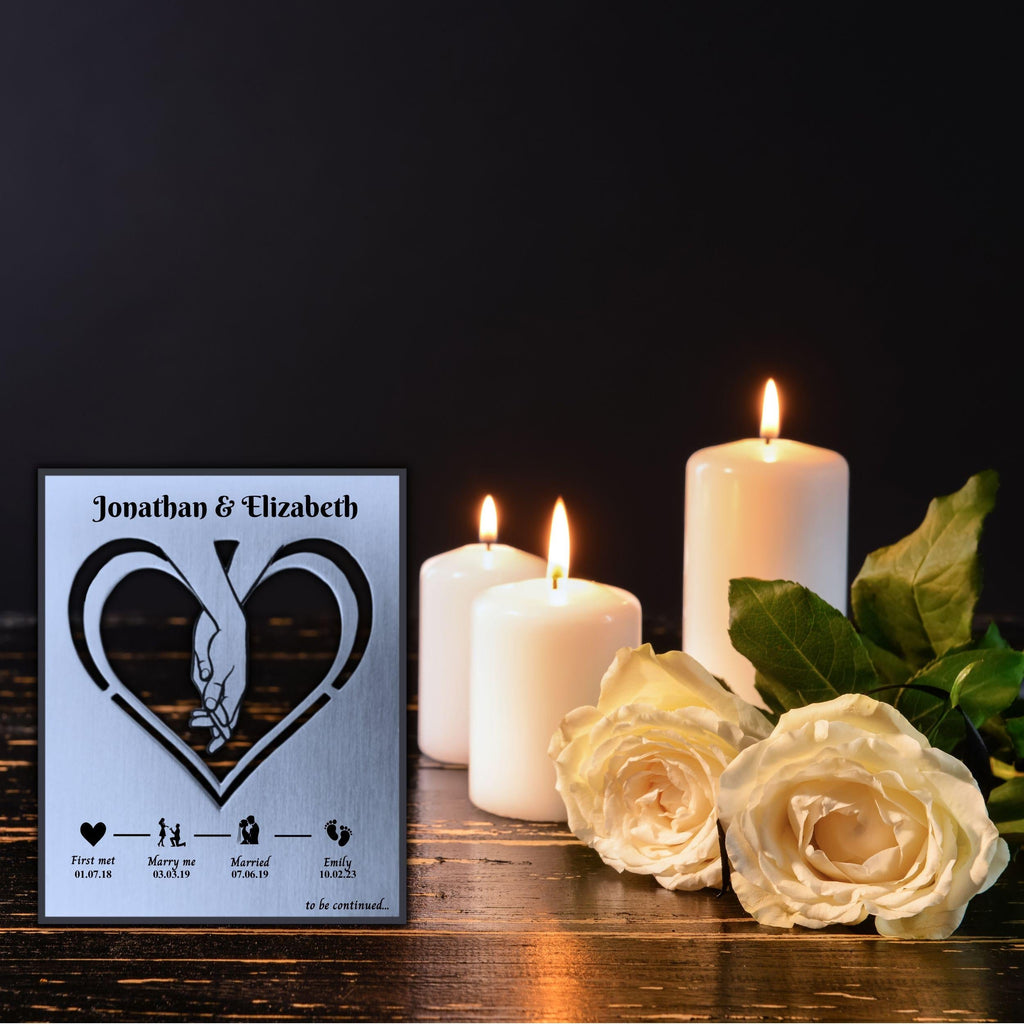 Our Story 11th Wedding Anniversary Steel Mantelpiece Rowdy Robin